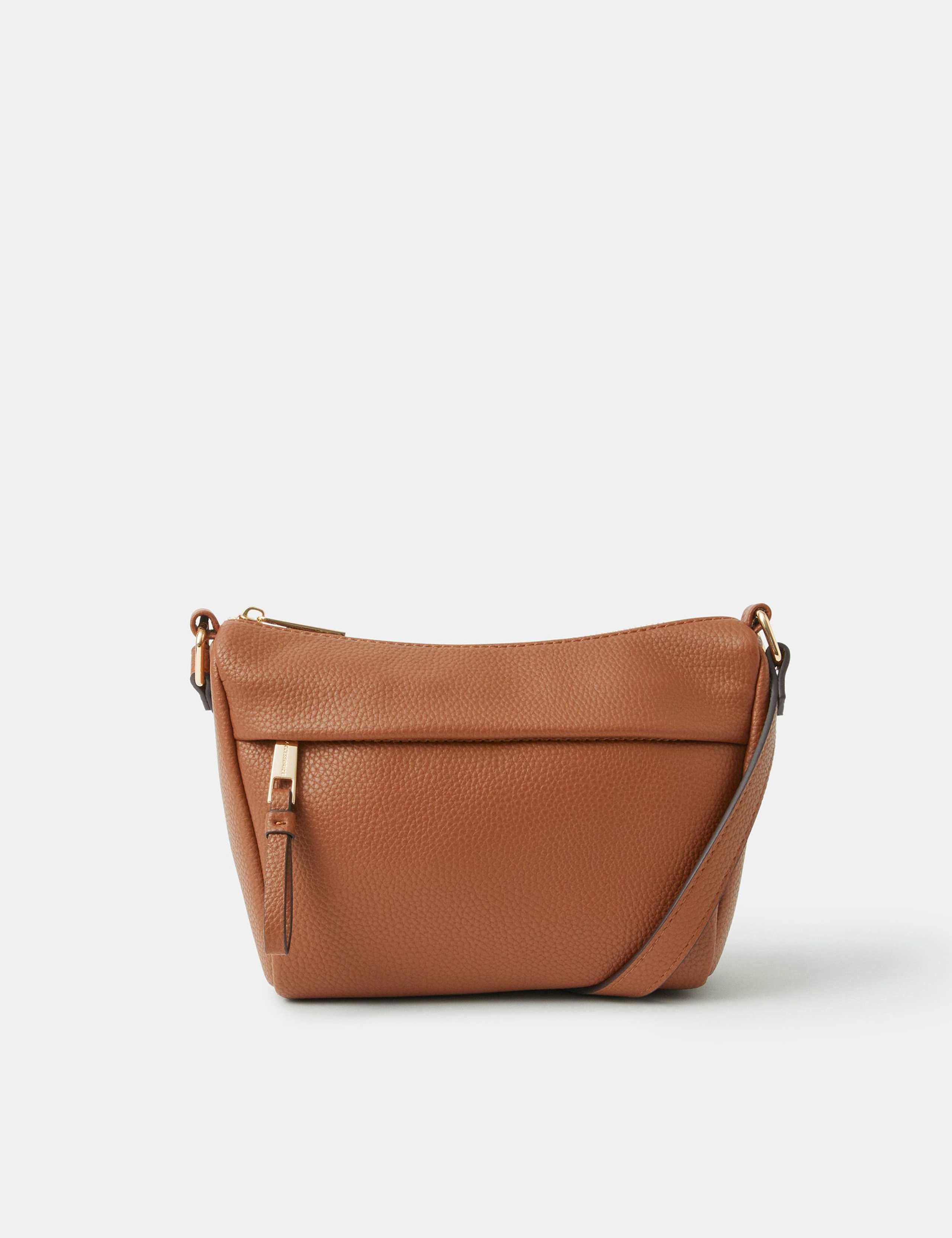 Faux Leather Zip Detail Cross Body Bag