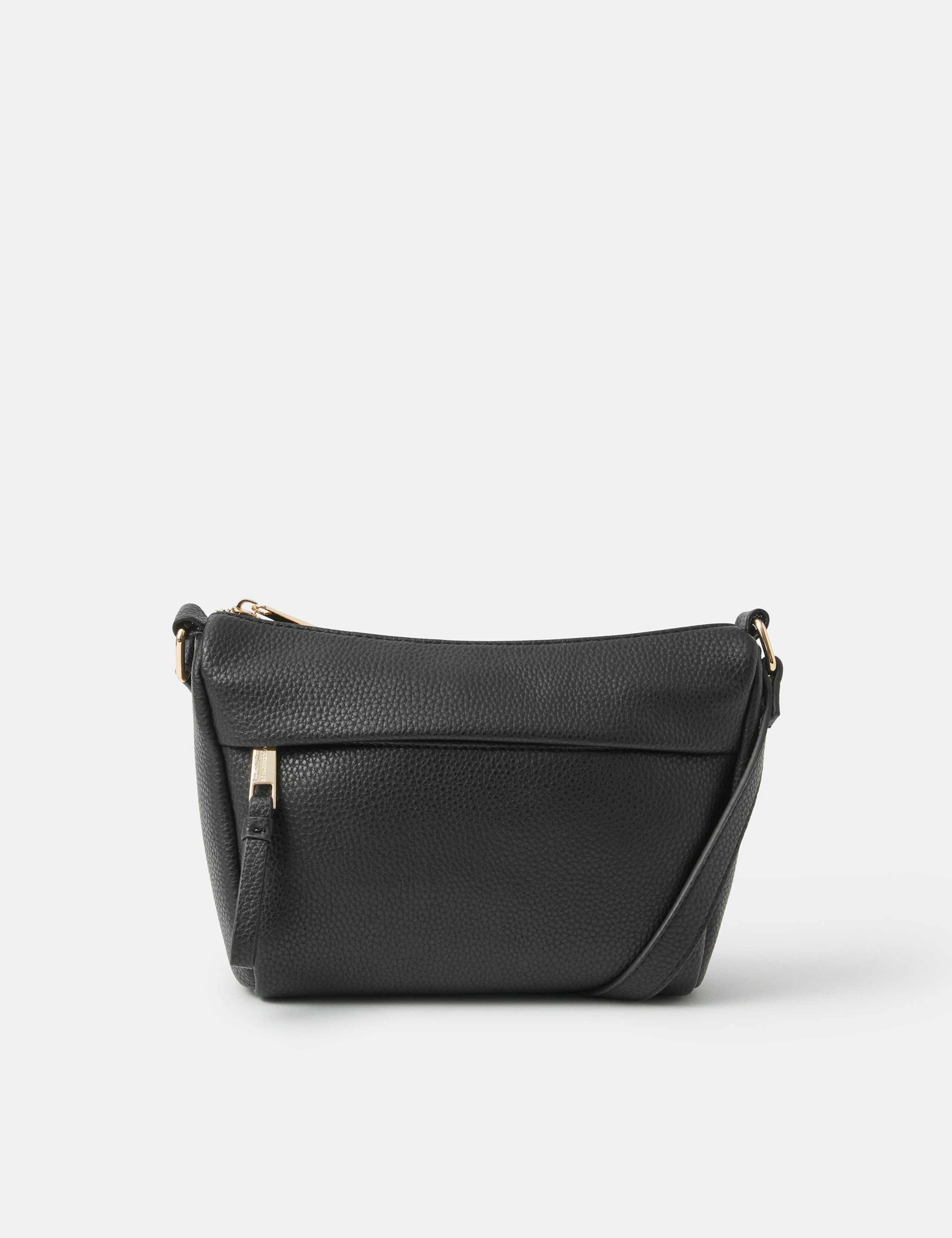 Faux Leather Zip Detail Cross Body Bag