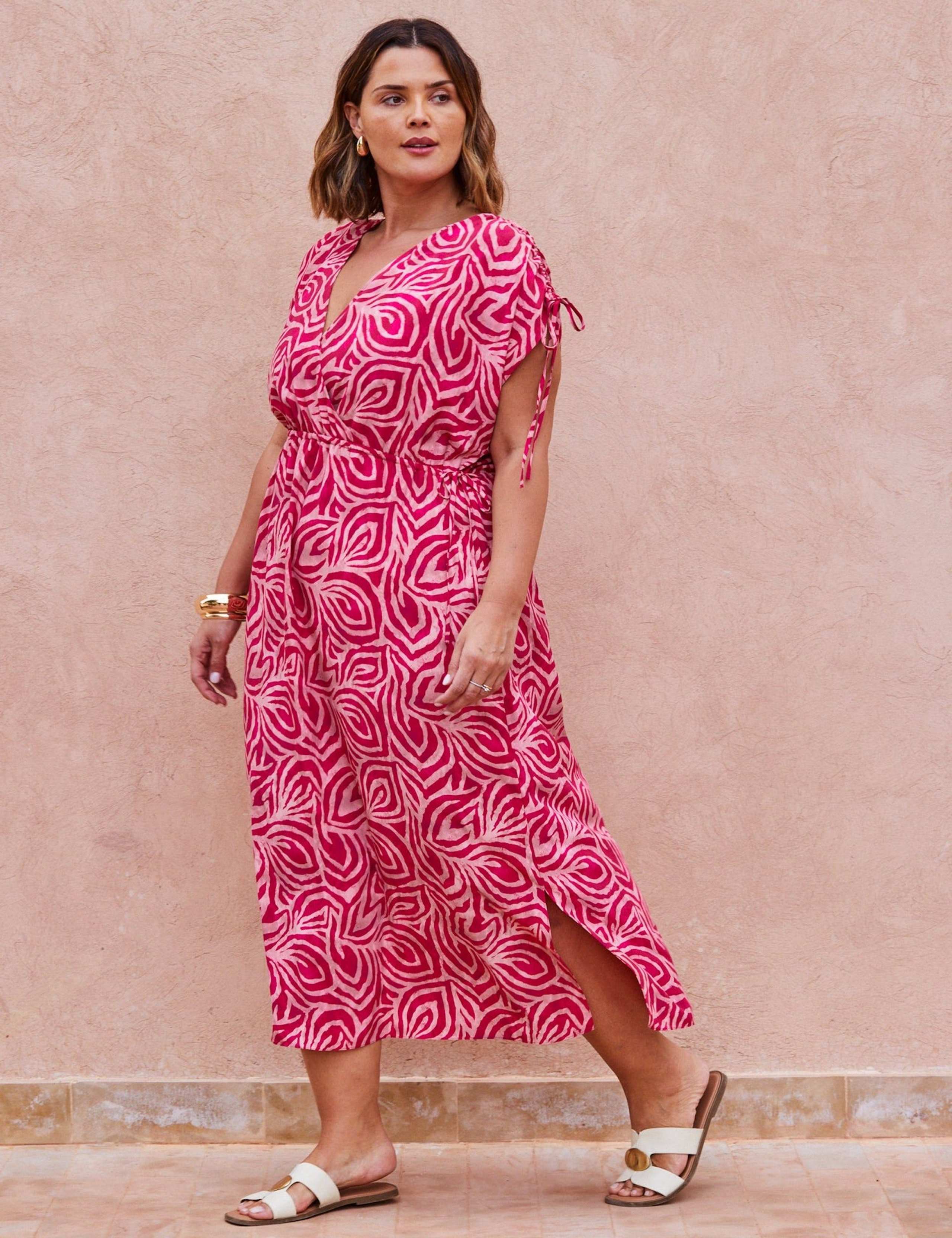Printed Midi Wrap Dress