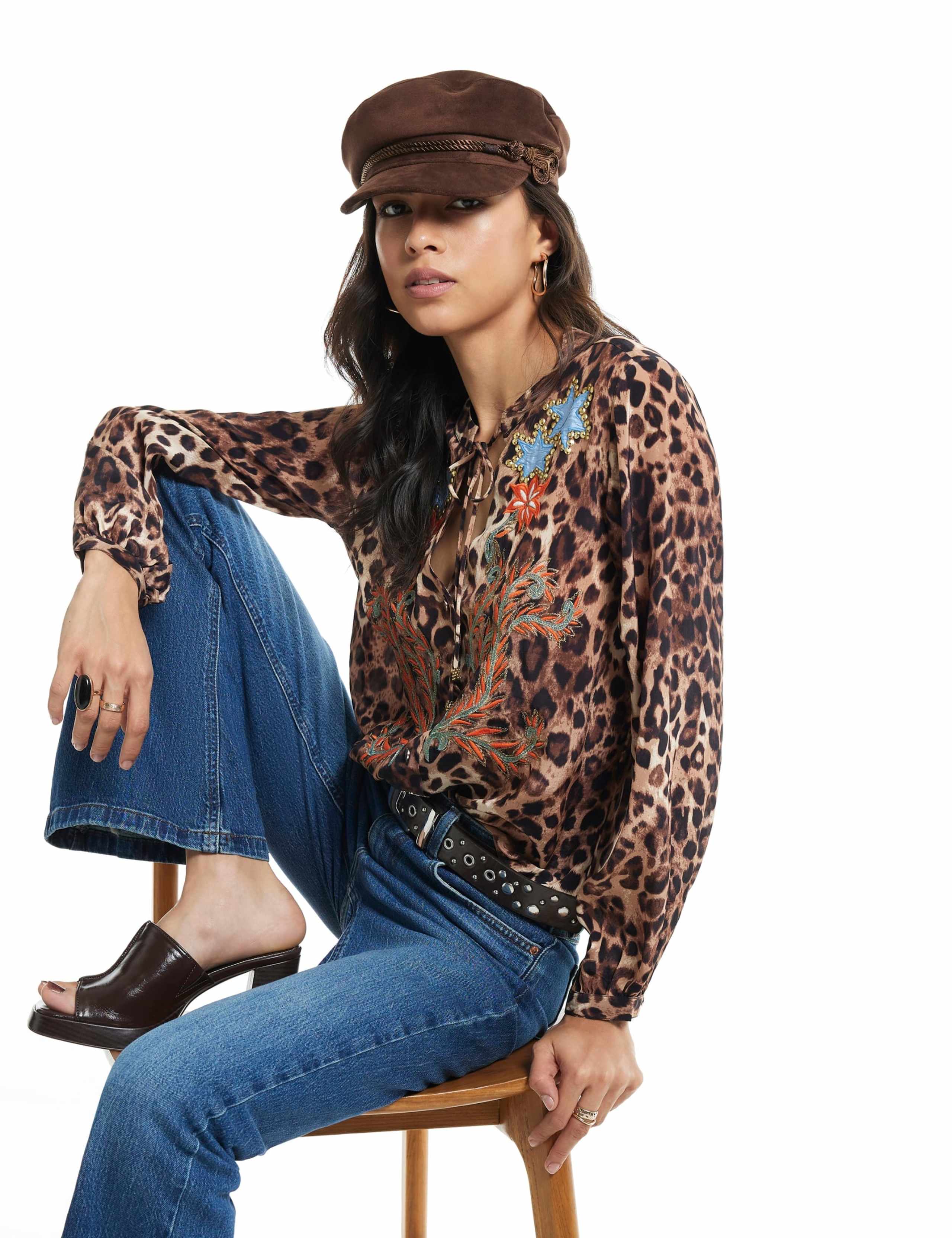 Leopard Print Long Sleeve Top