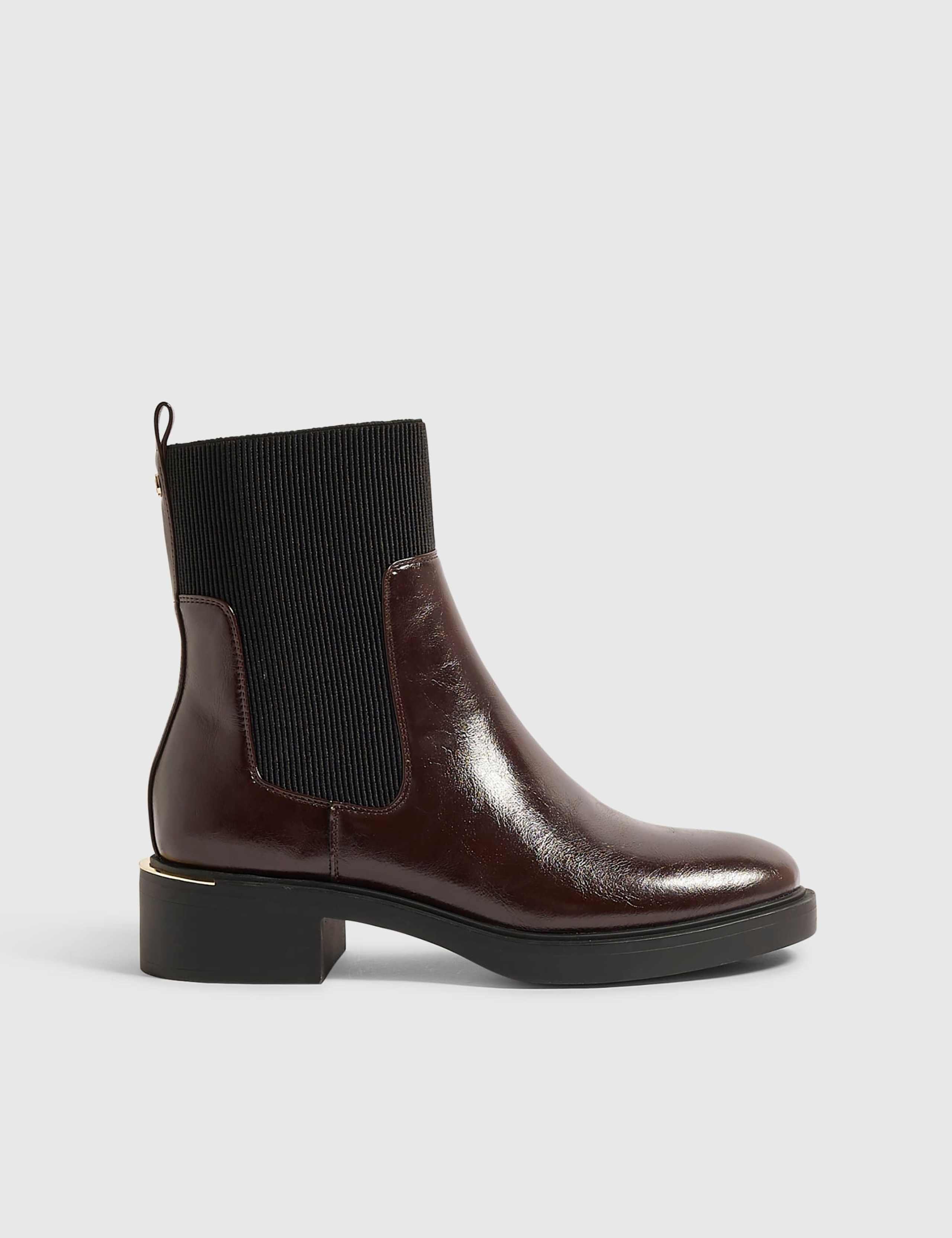 Suede Chelsea Block Heel Ankle Boots