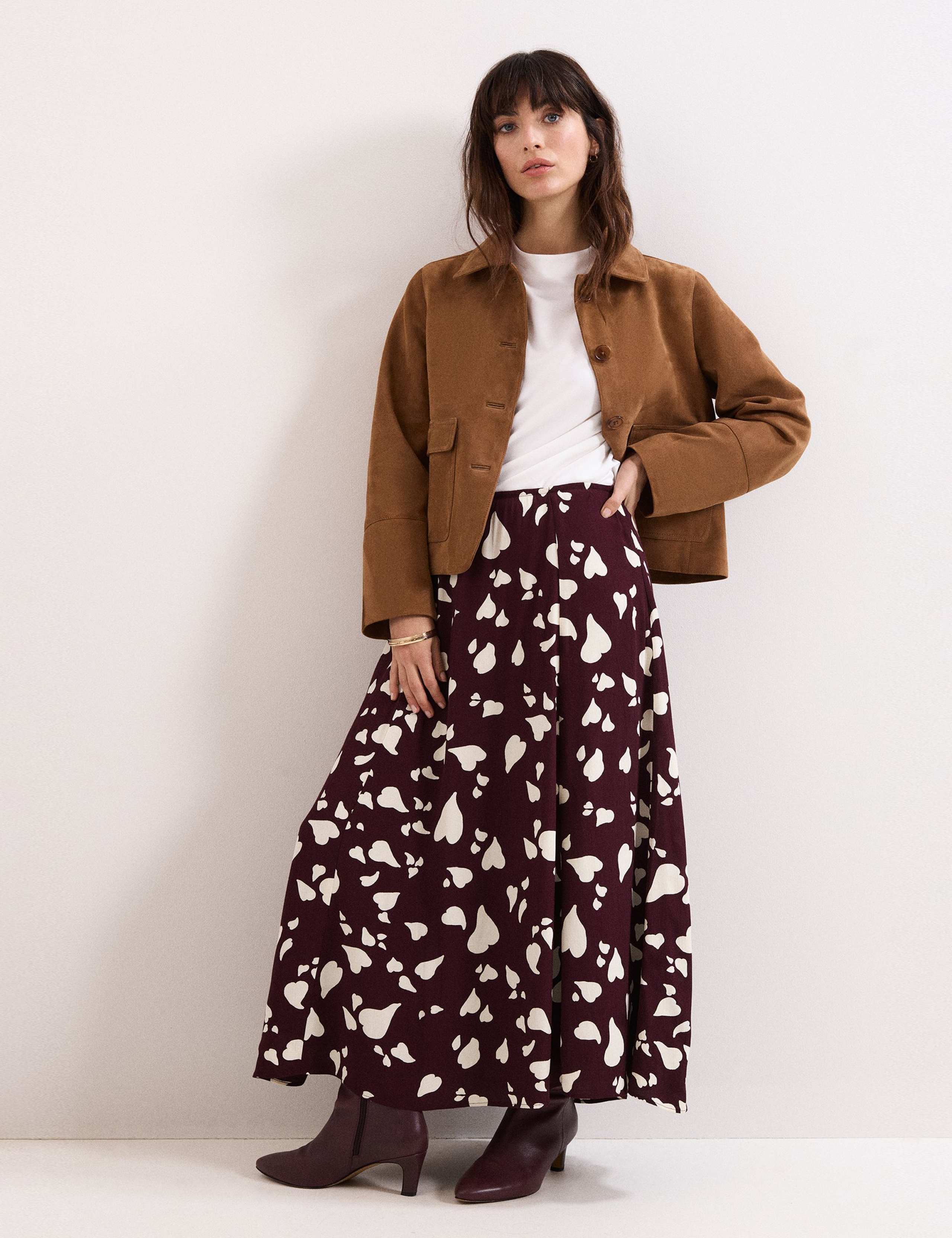 Printed Midi A-Line Skirt