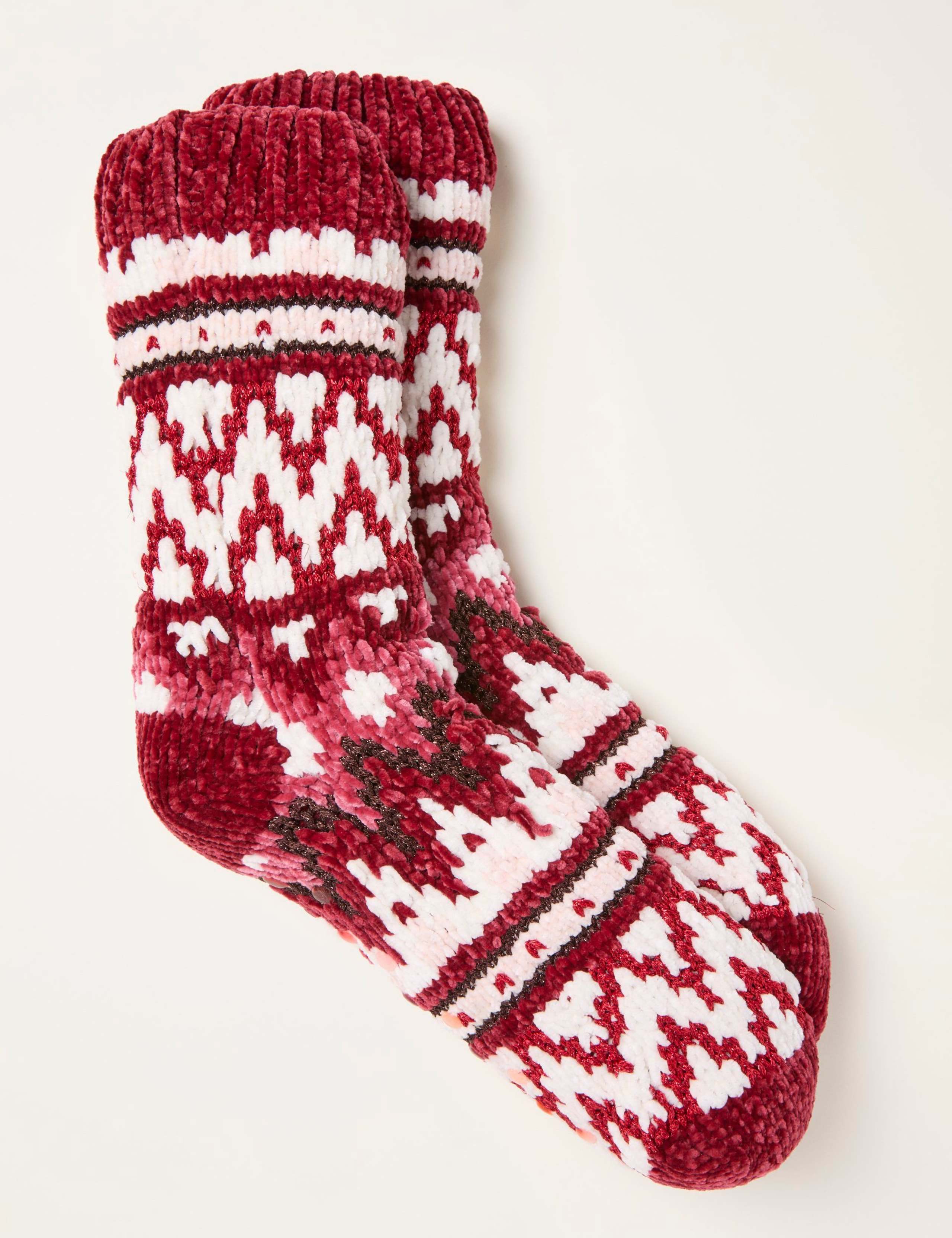 Fair Isle Fluffy Socks