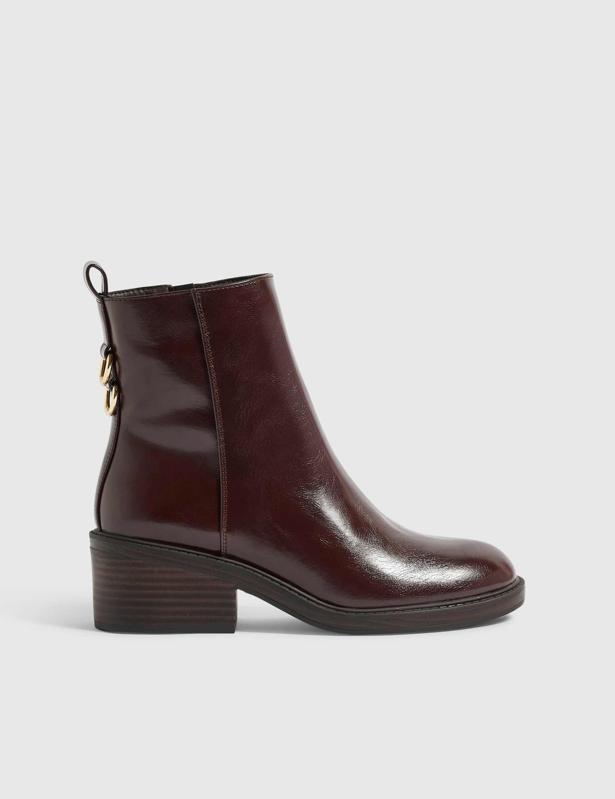 Block Heel Round Toe Ankle Boots