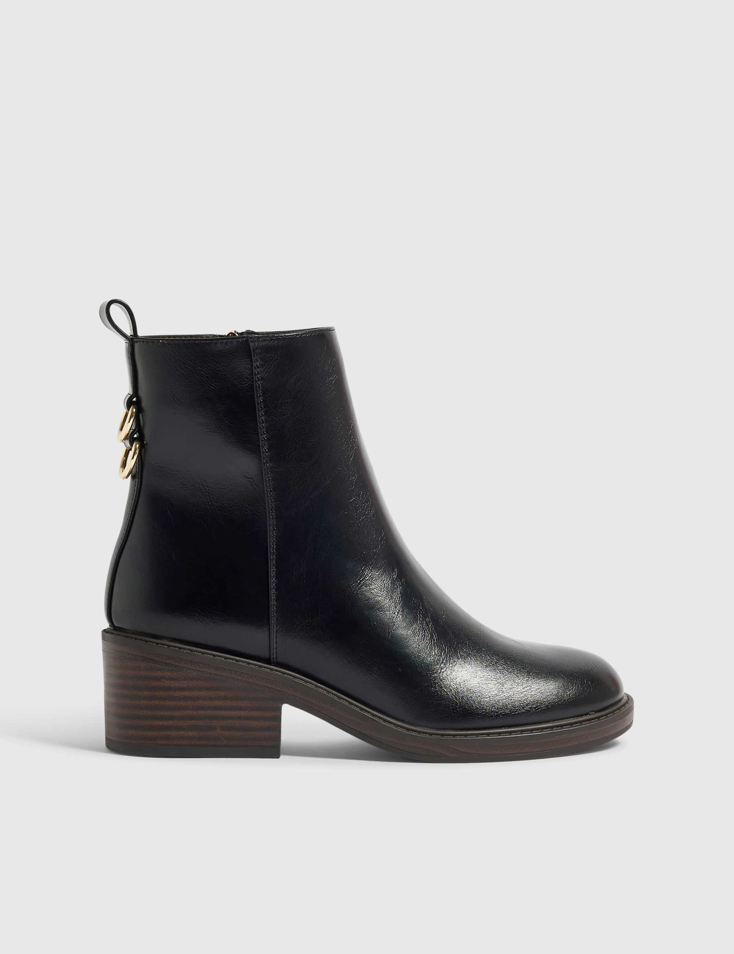 Block Heel Round Toe Ankle Boots