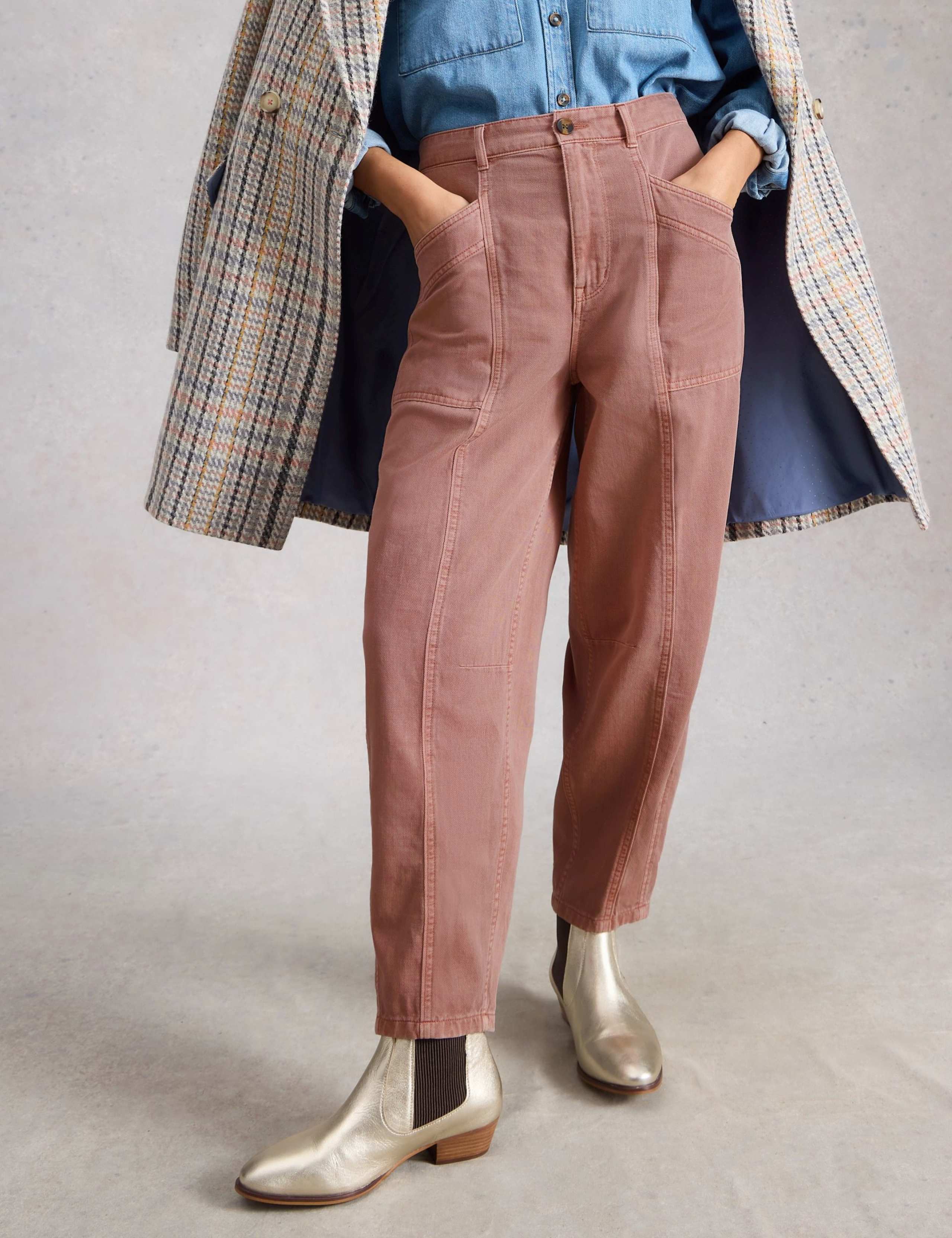 Pure Cotton Barrel Leg Trousers
