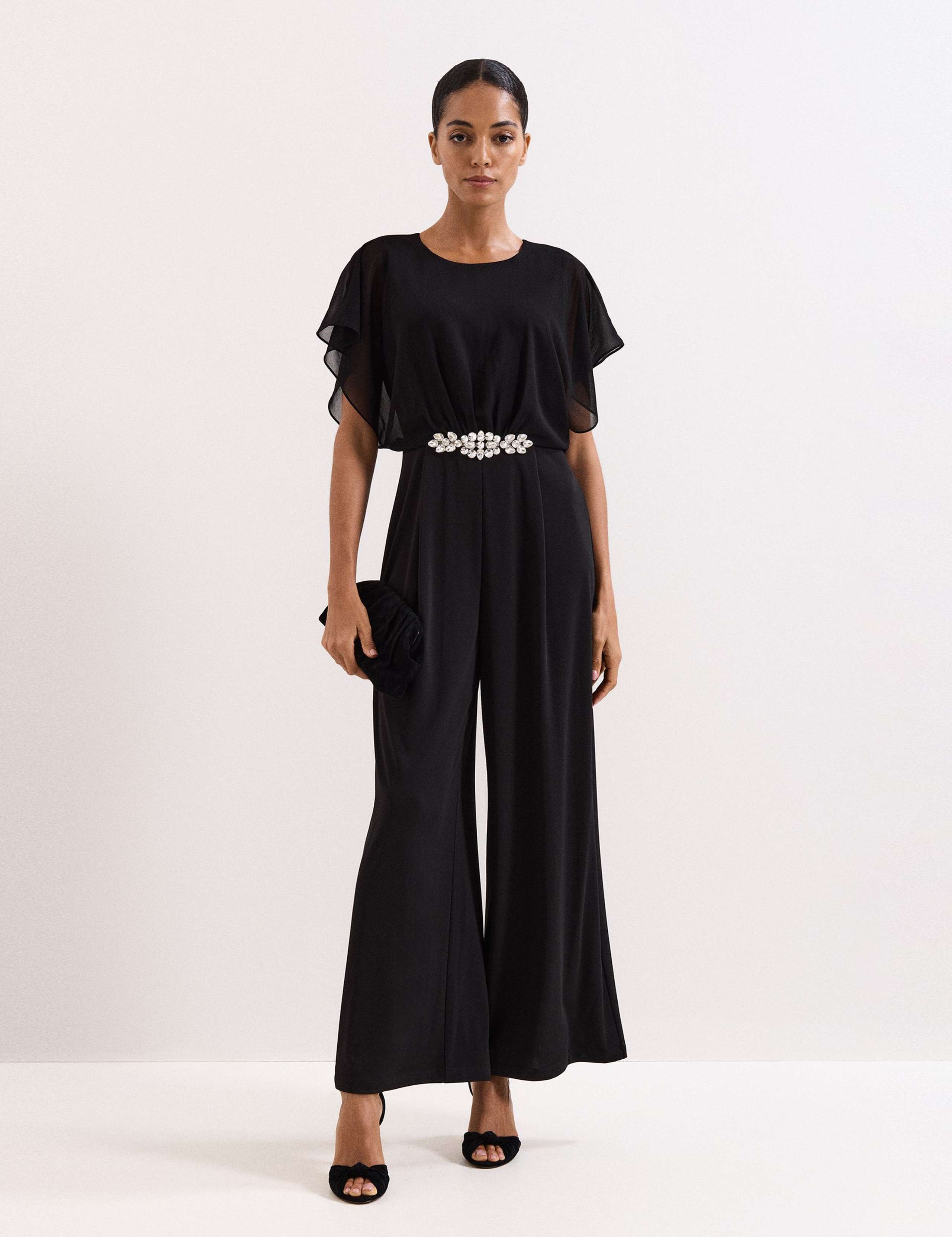 Embellished Short Sleeve Jumpsuit