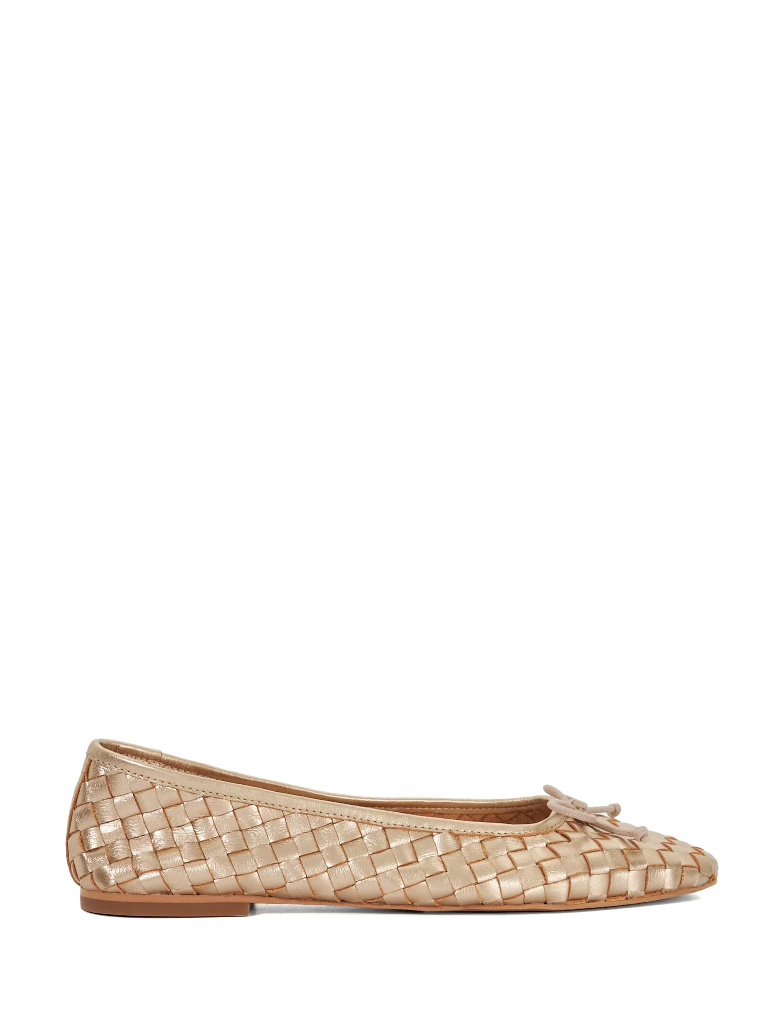 Wide Fit Leather Woven Flat Ballet Pumps
