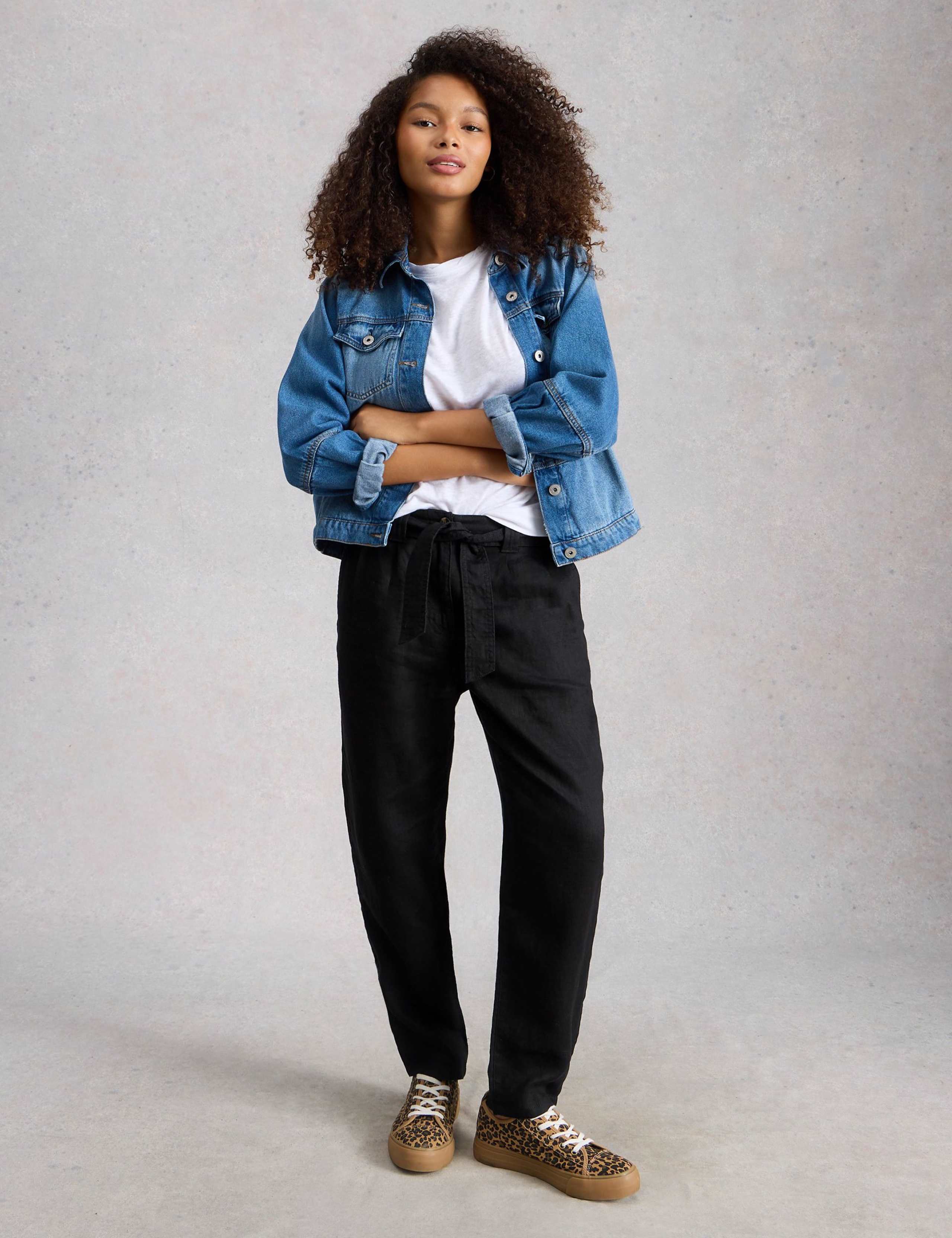 Pure Linen Tapered Ankle Grazer Trousers