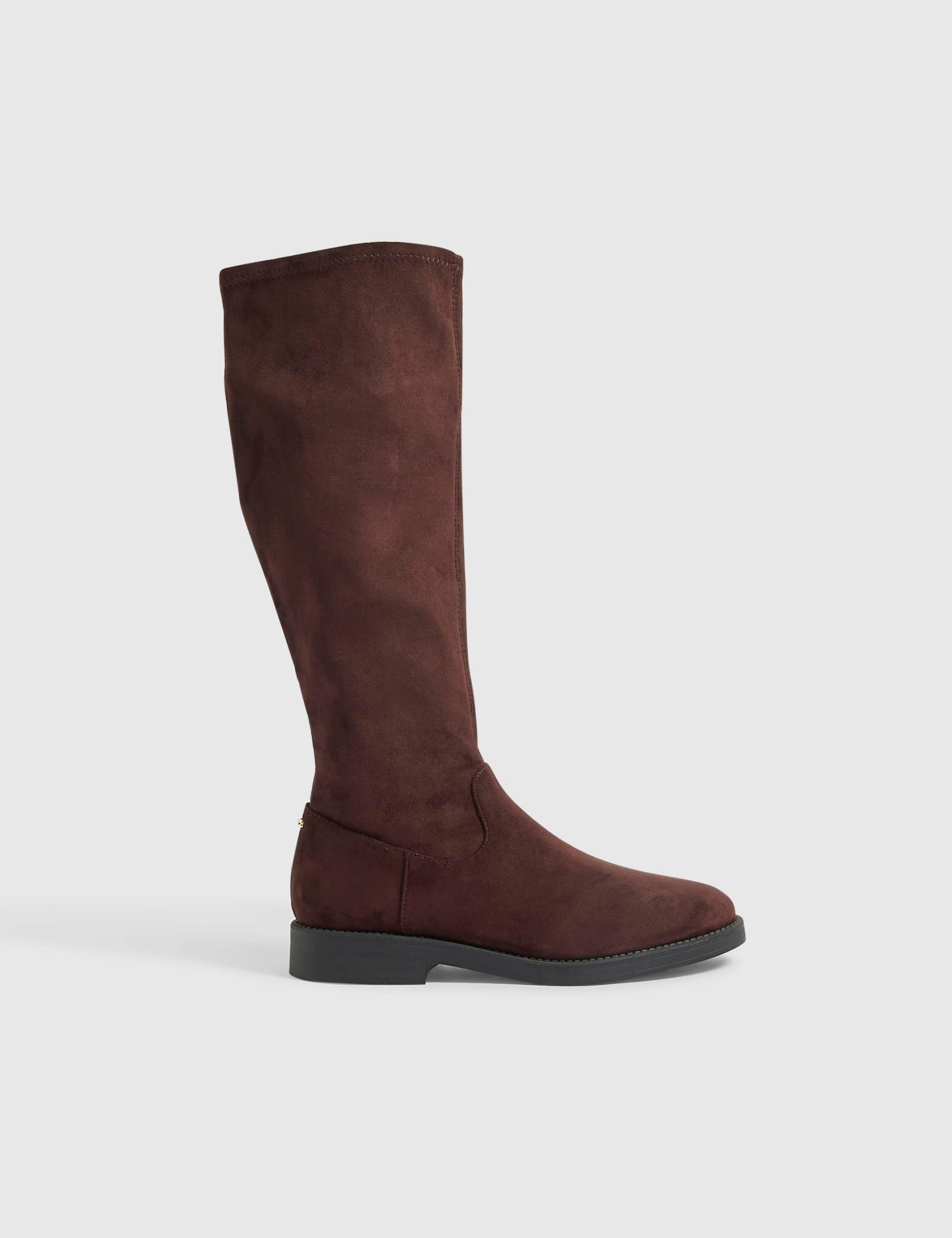Thigh High Leg Boots With Low Heel