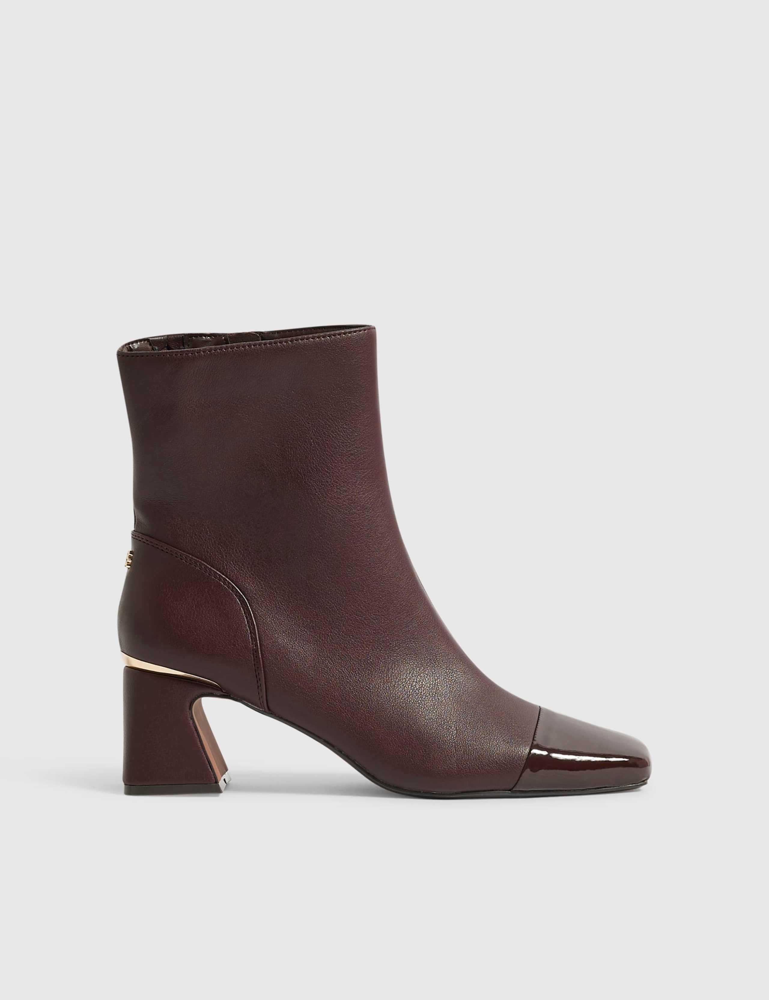 Toe Cap Block Heel Ankle Boots