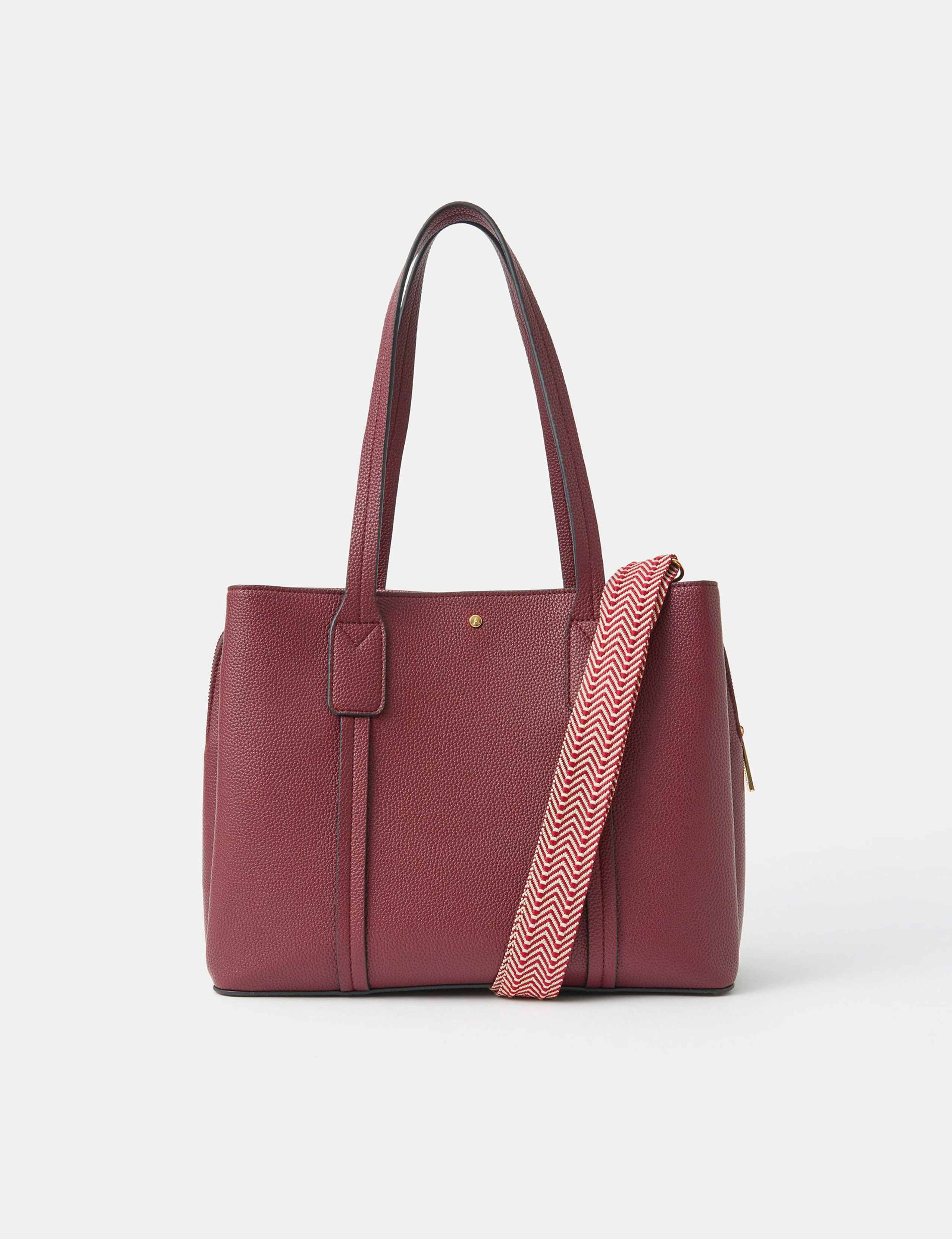 Faux Leather Webbing Strap Shoulder Bag