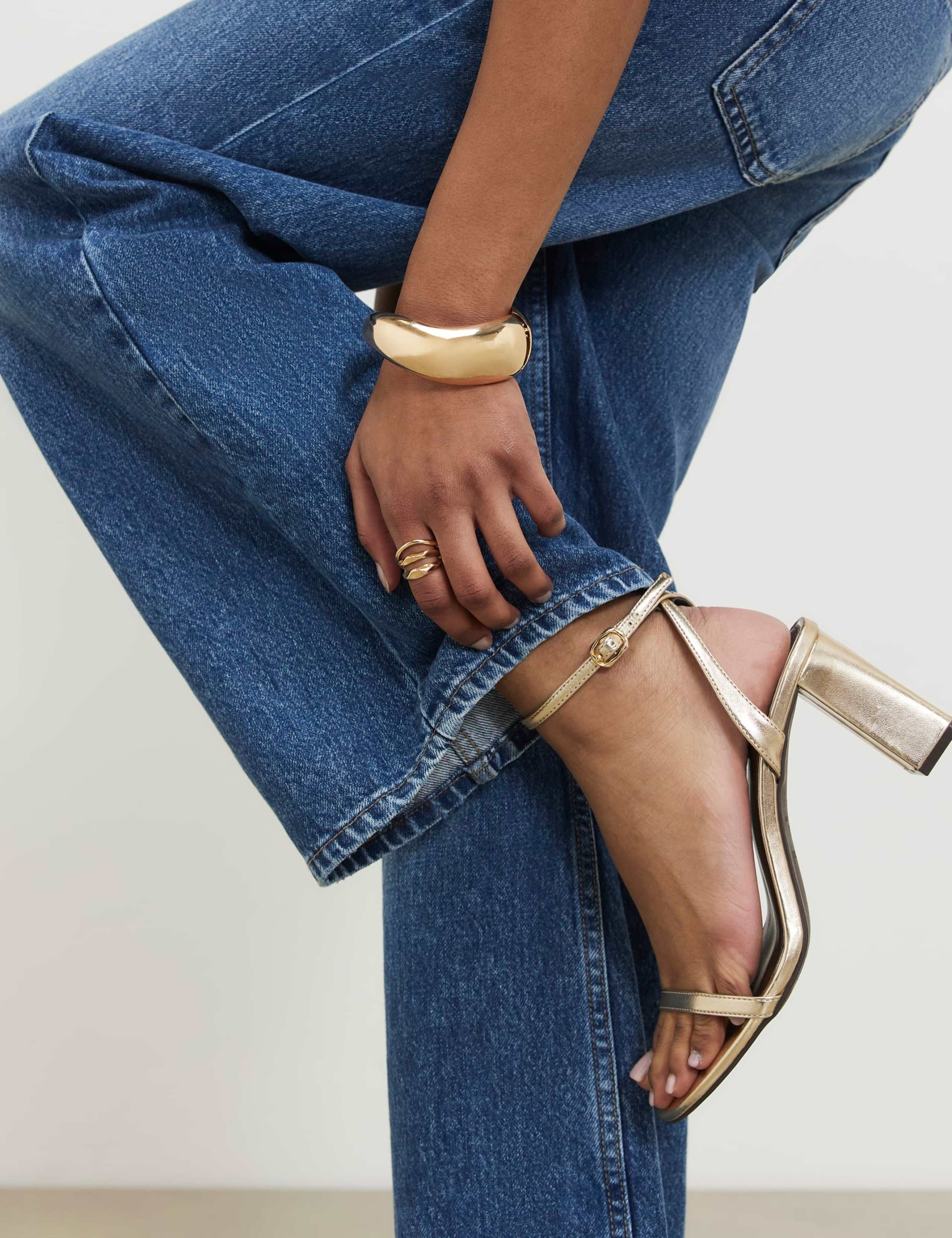 Wide Fit Ankle Strap Block Heel Sandals
