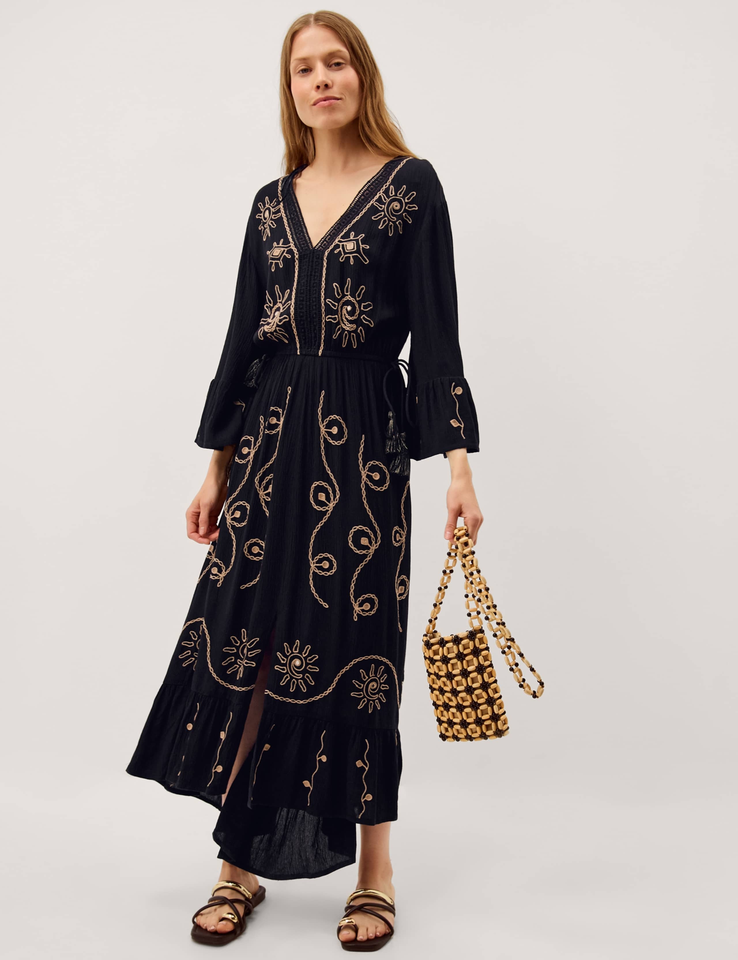 Embroidered Tiered Beach Cover Up Kaftan