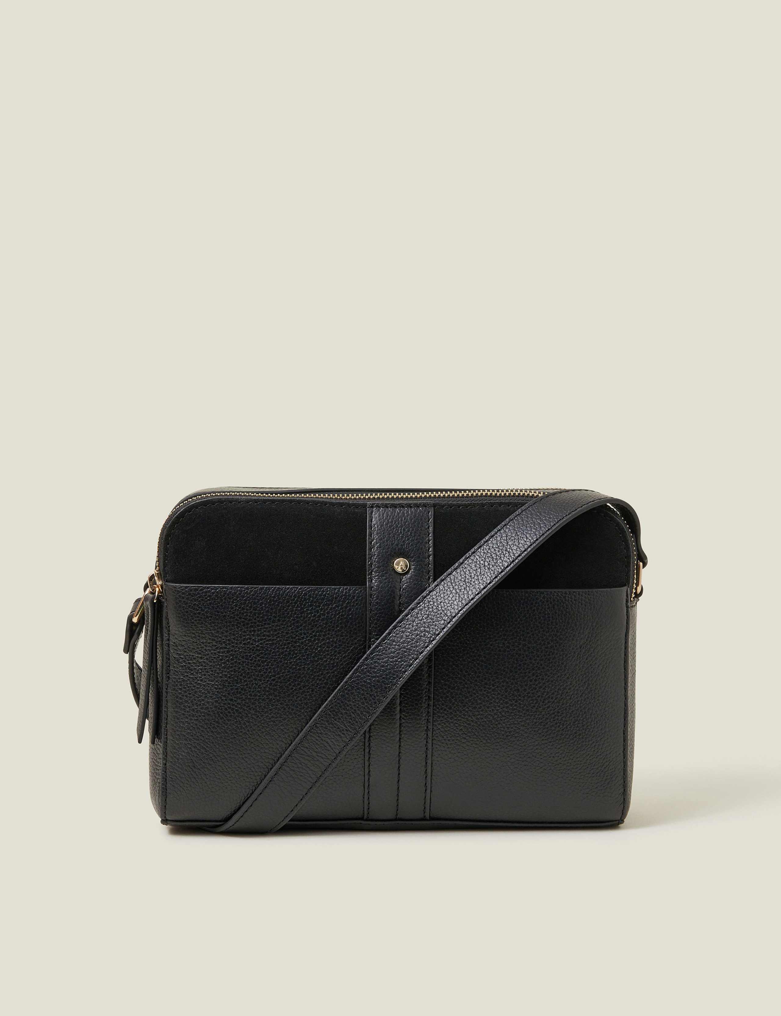 Leather Double Zip Cross Body Bag