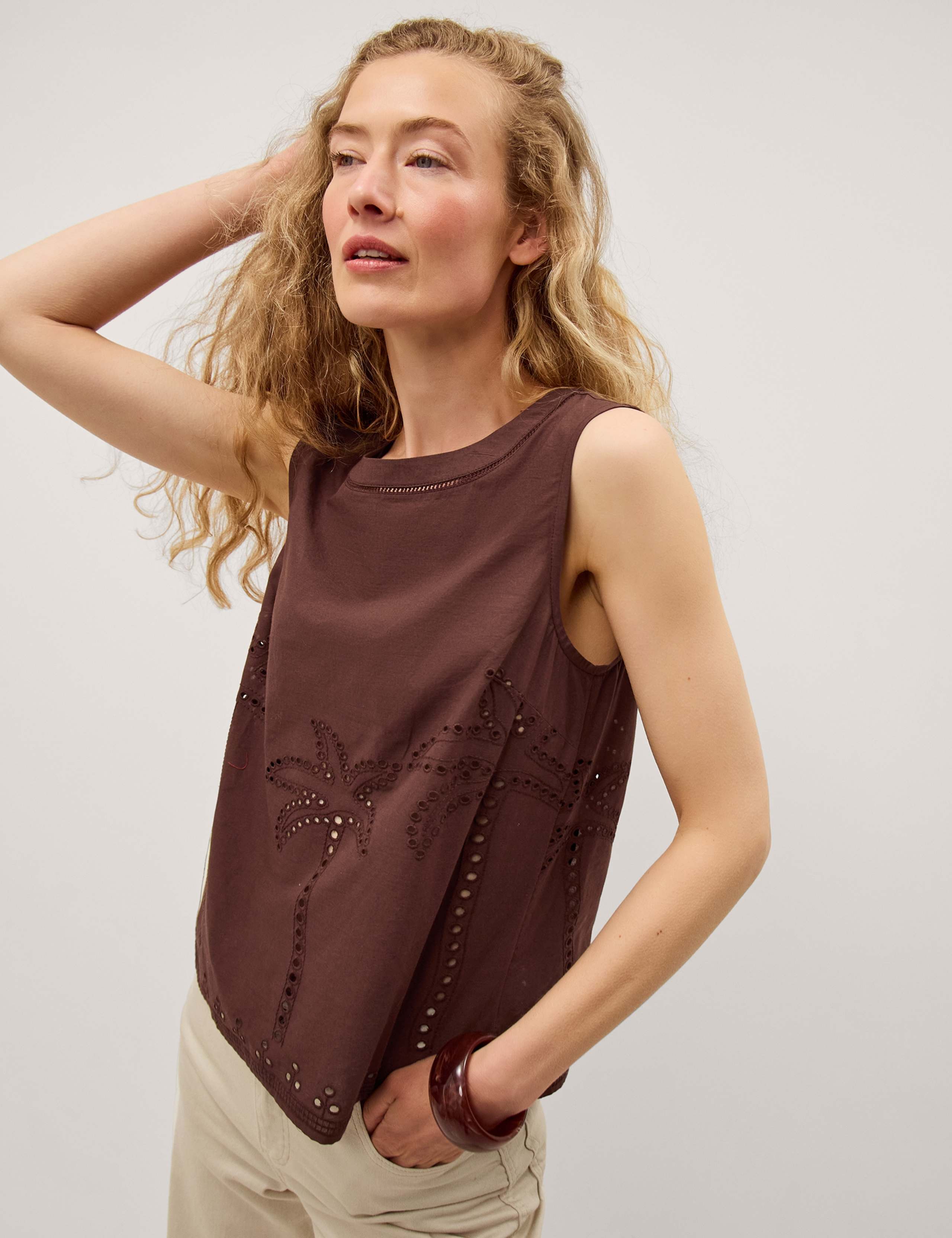 Pure Cotton Broderie Detail Vest