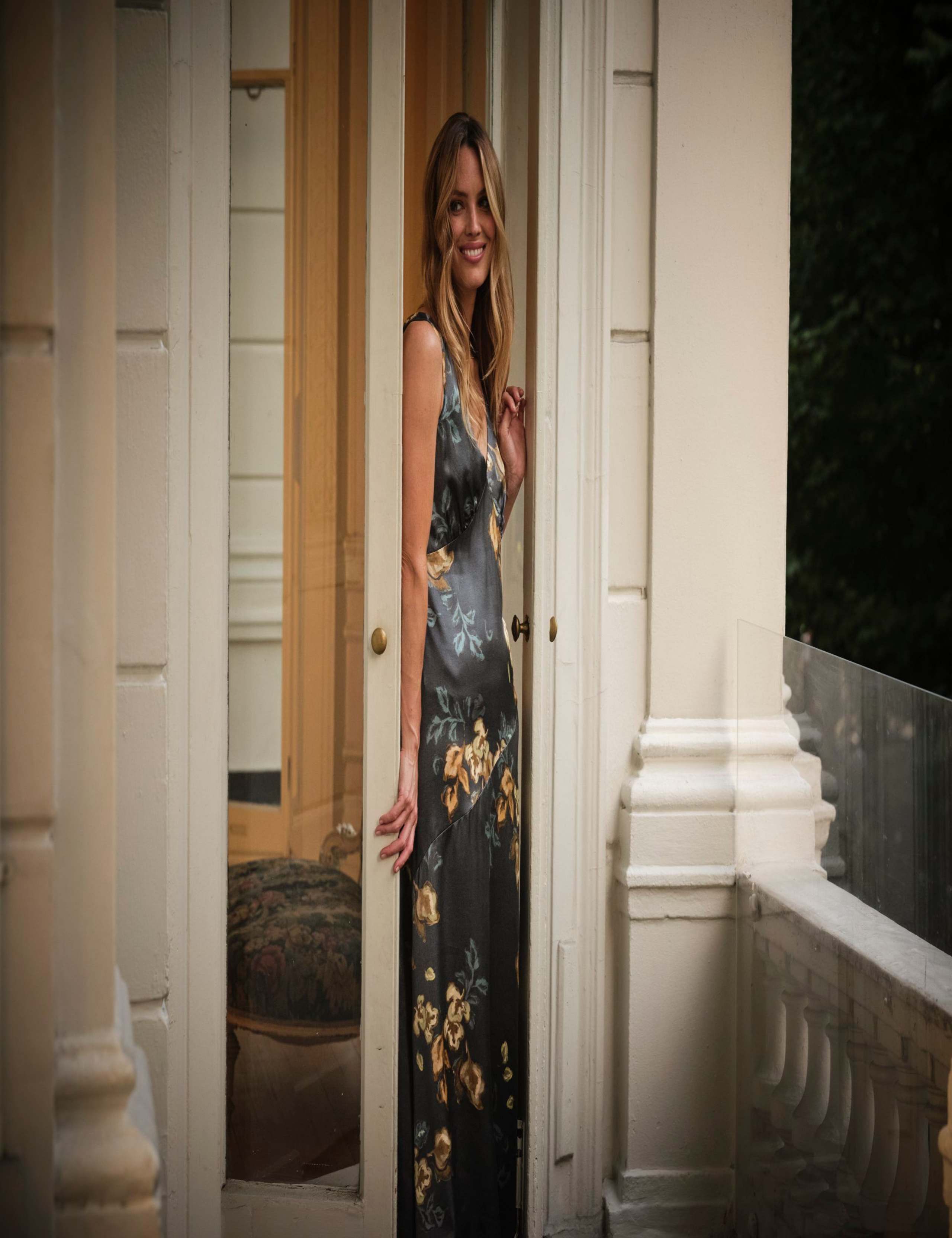 Floral V-Neck Strappy Midi Slip Dress