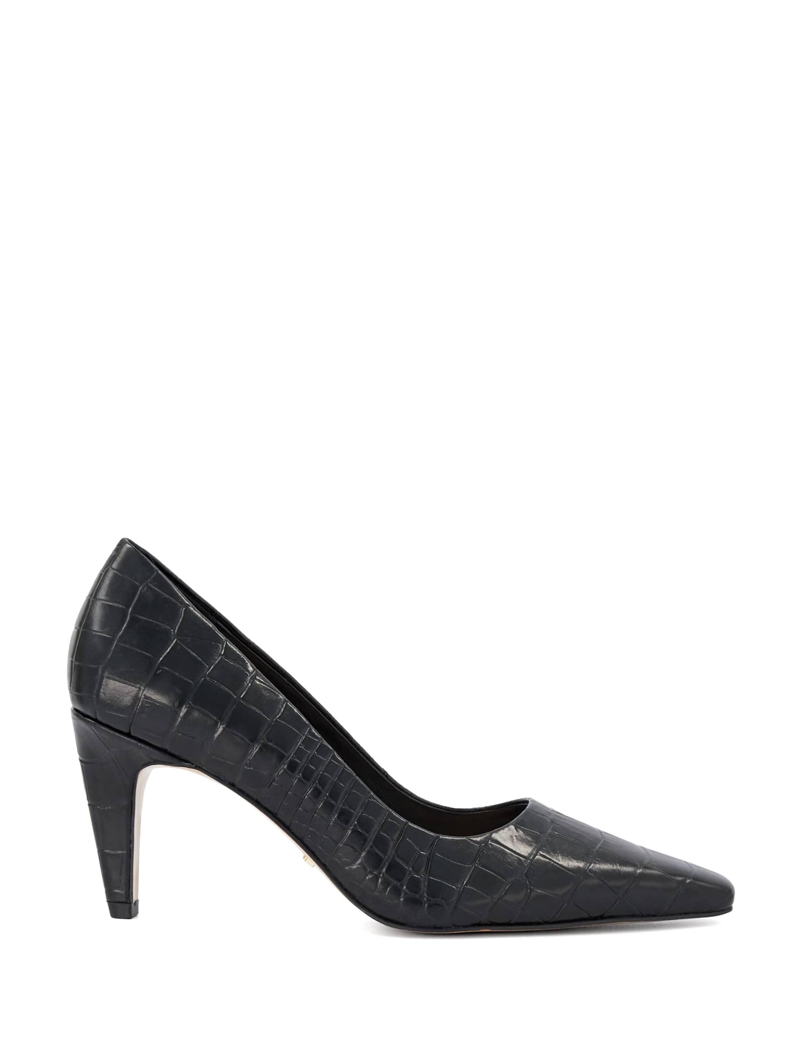 Croc Effect Leather Court Shoes