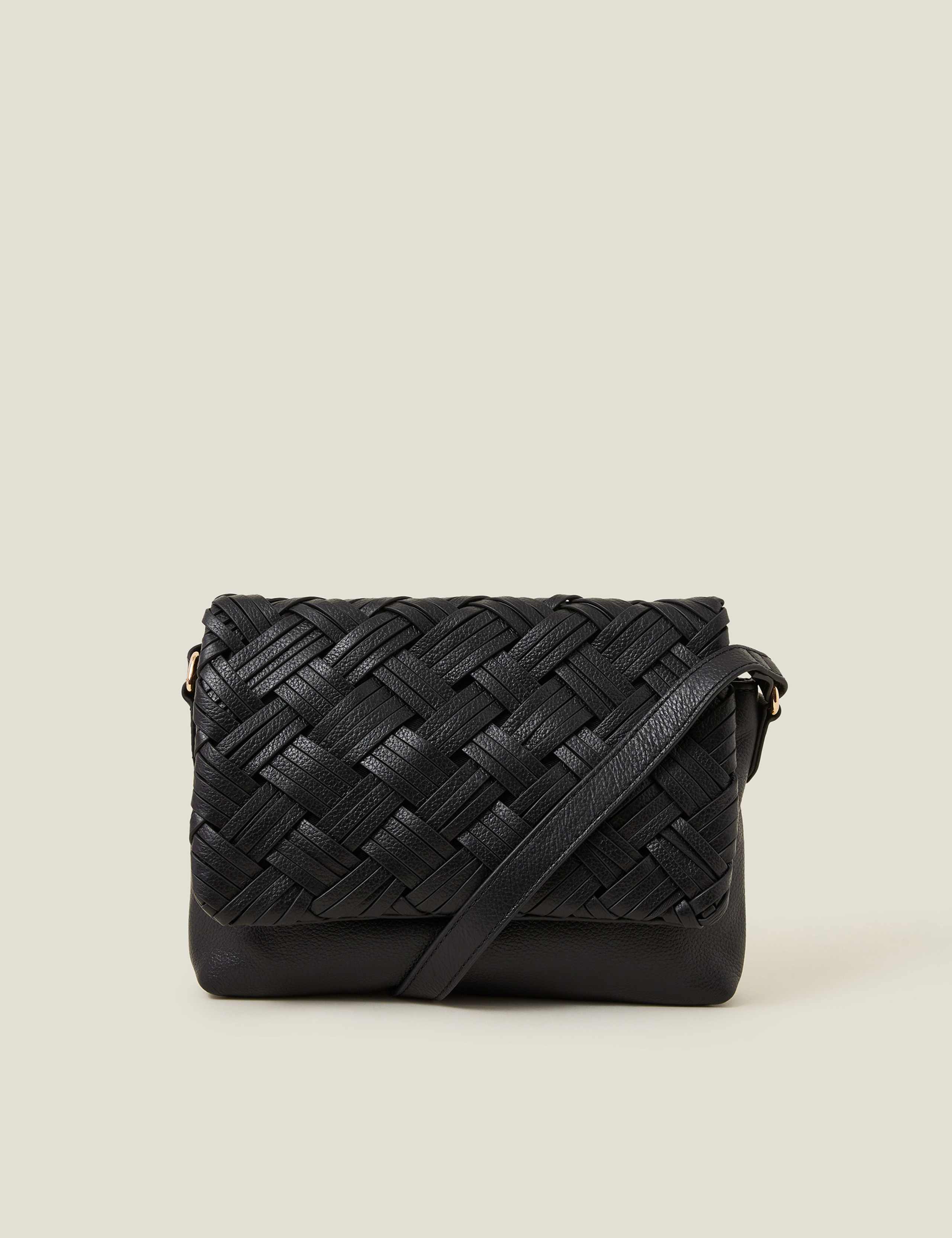 Leather Woven Cross Body Bag