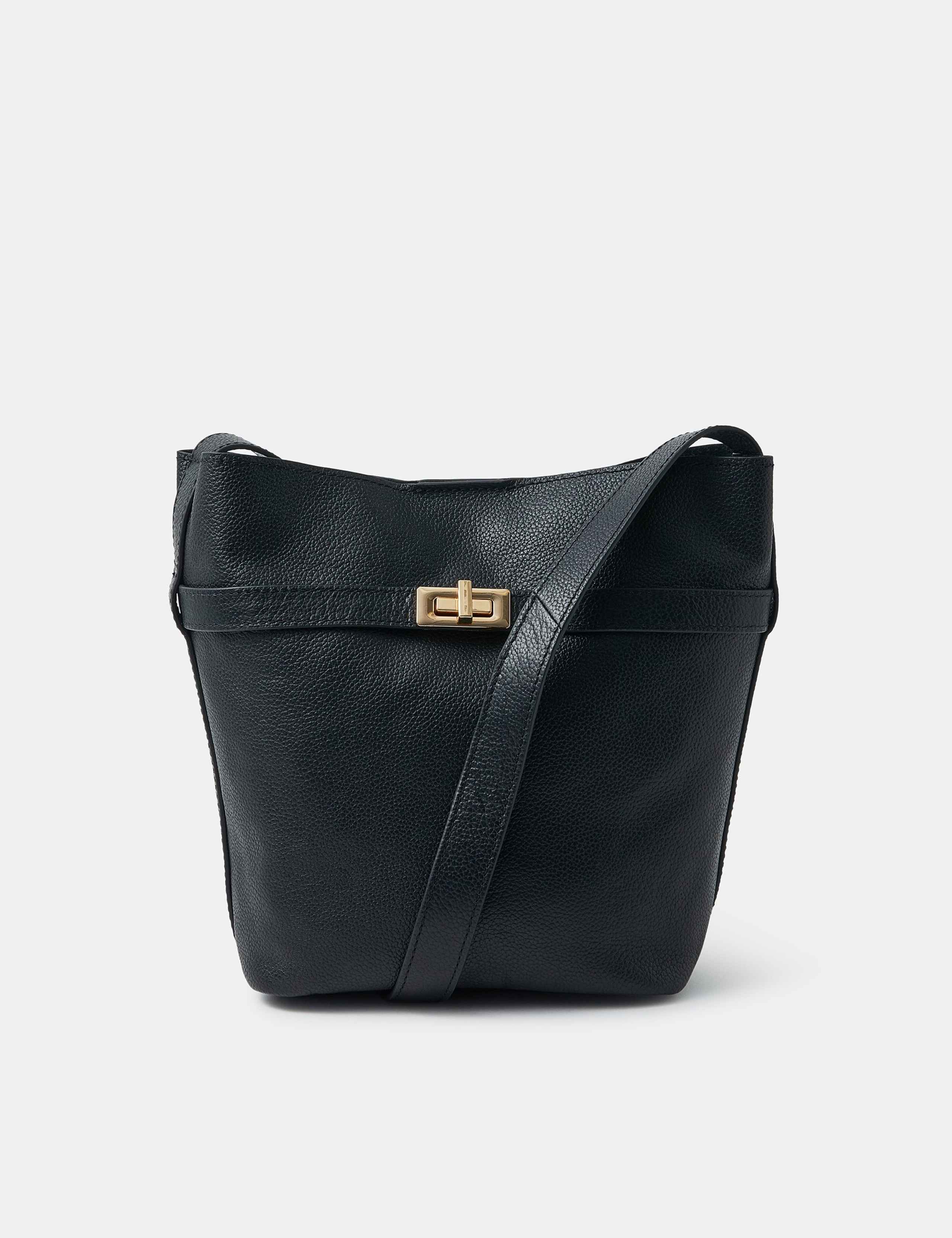 Leather Cross Body Bucket Bag
