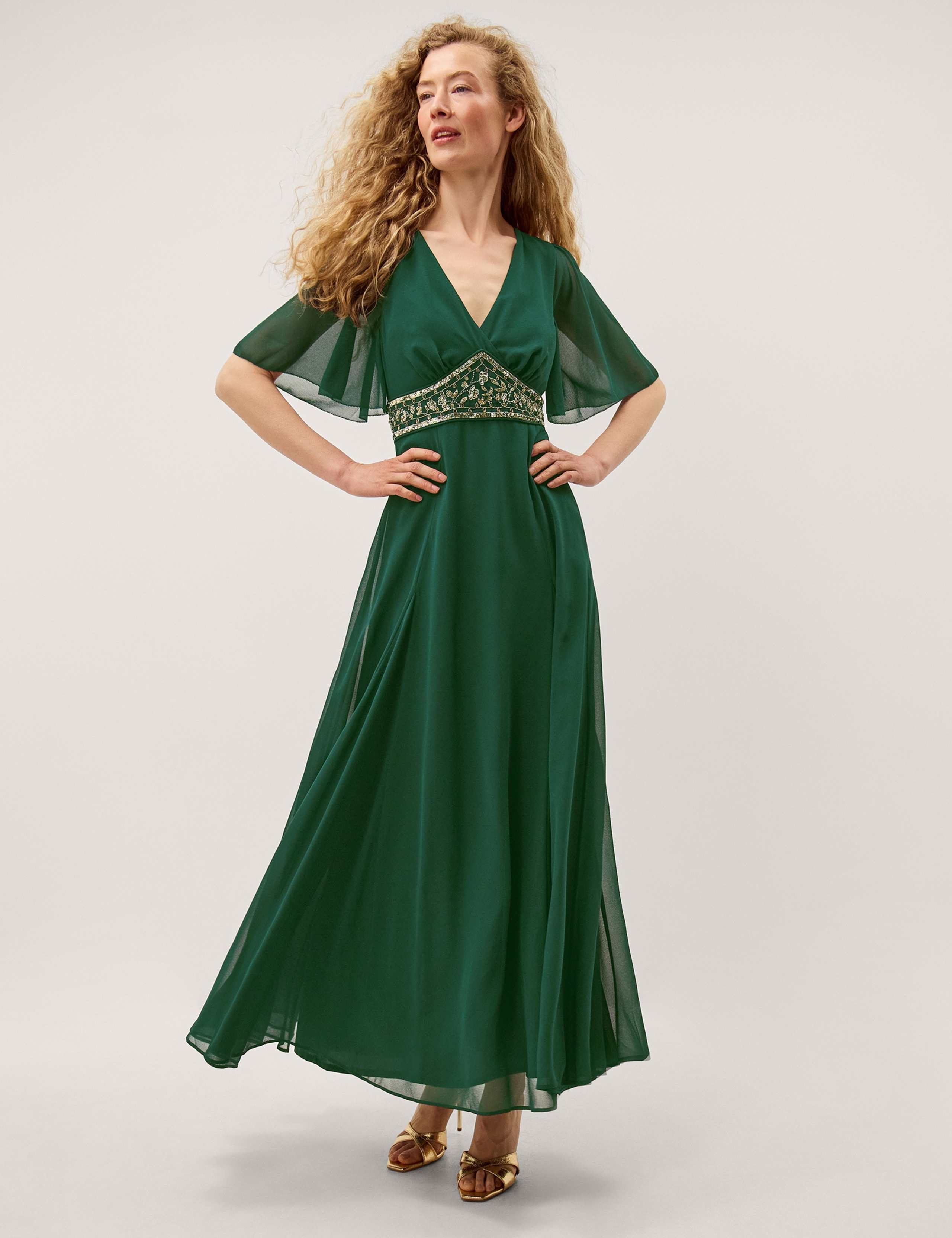 Embellished V-Neck Maxi Skater Dress