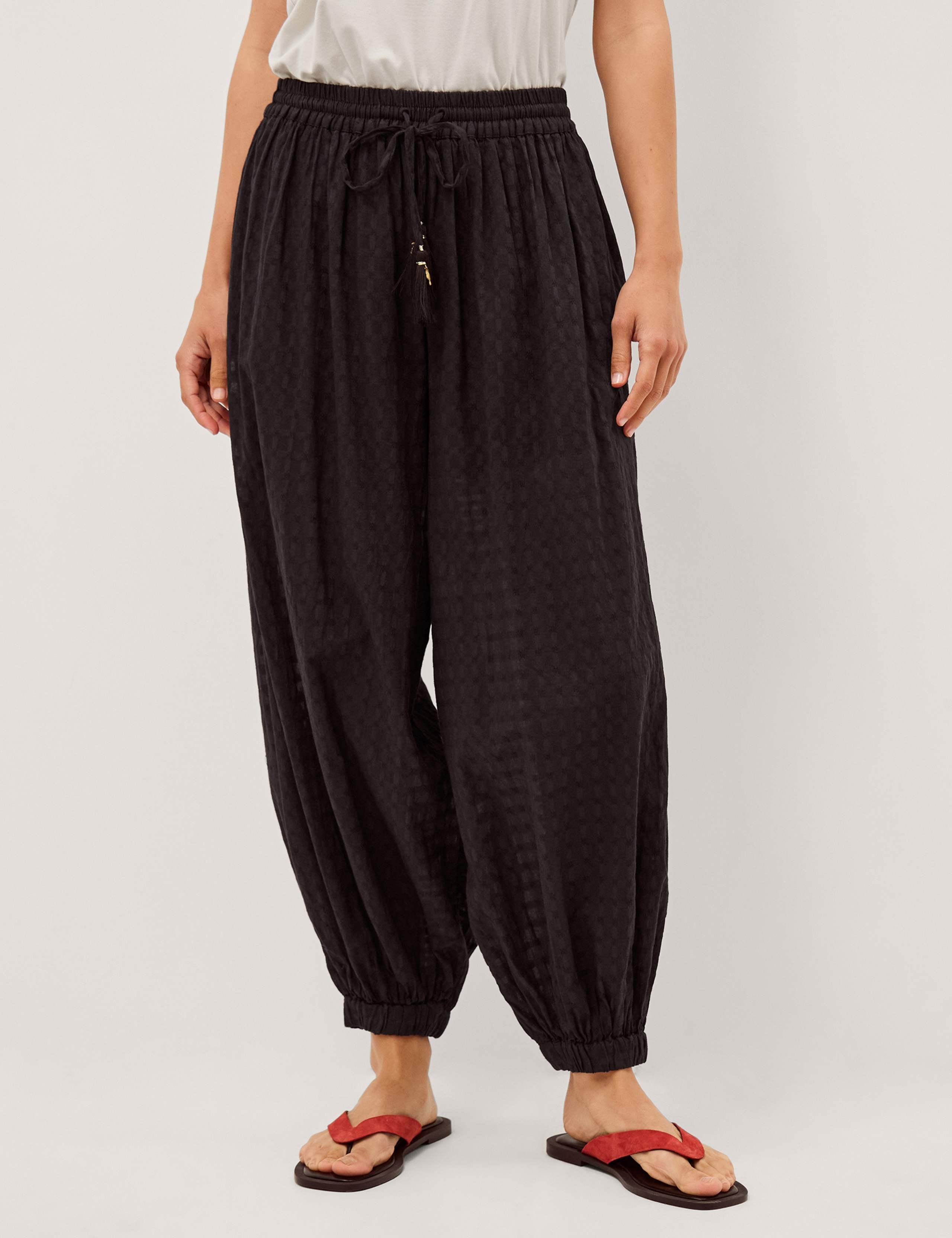 Pure Cotton Textured Balloon Trousers