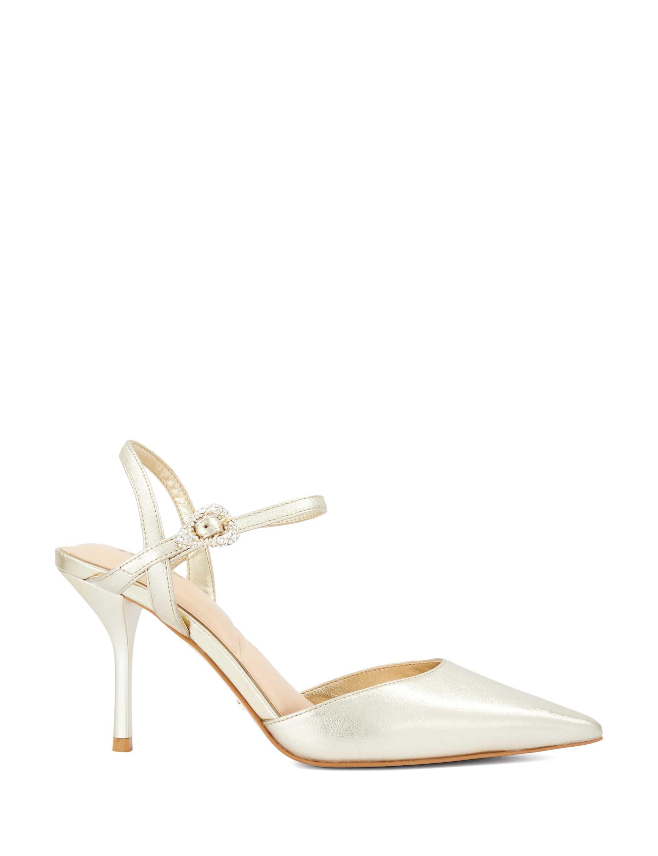 Open Pointed Toe Leather Court Shoes