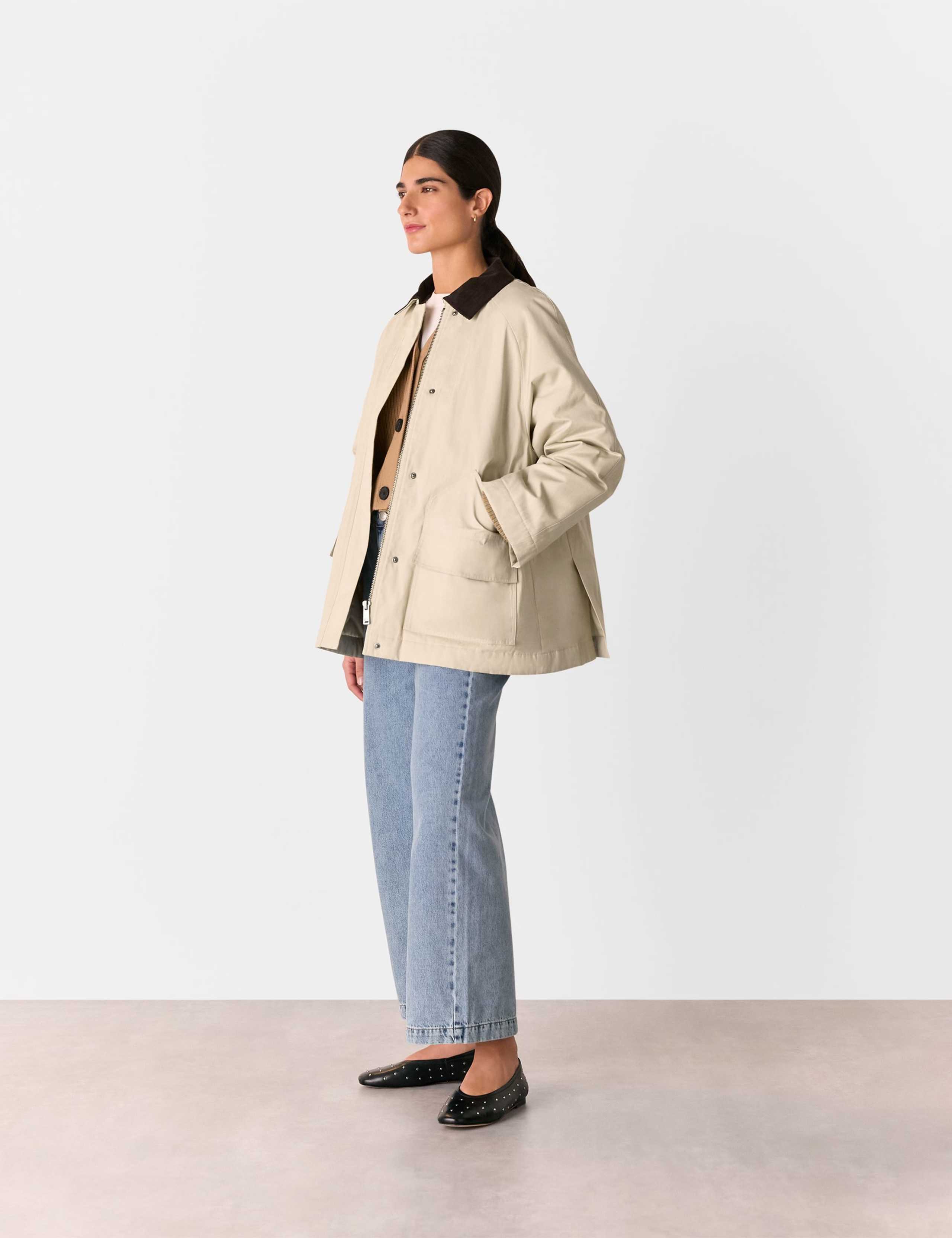 Waxed Pure Cotton Relaxed Utility Jacket