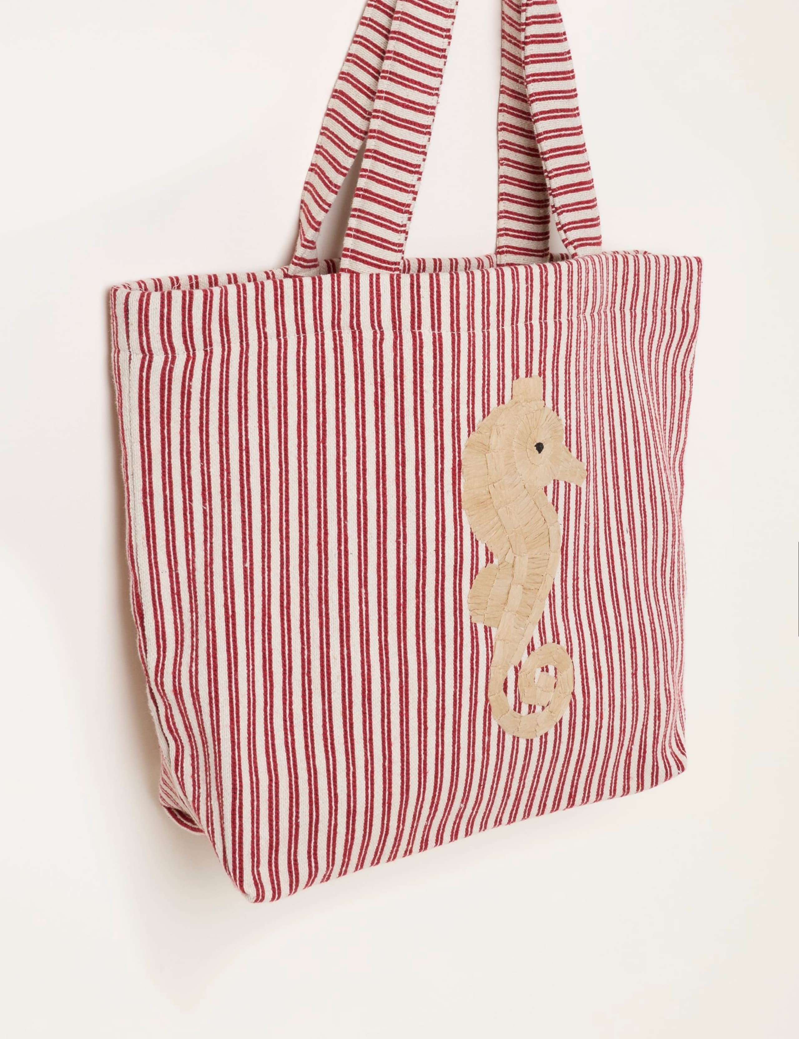 Cotton Rich Striped Seahorse Tote Bag