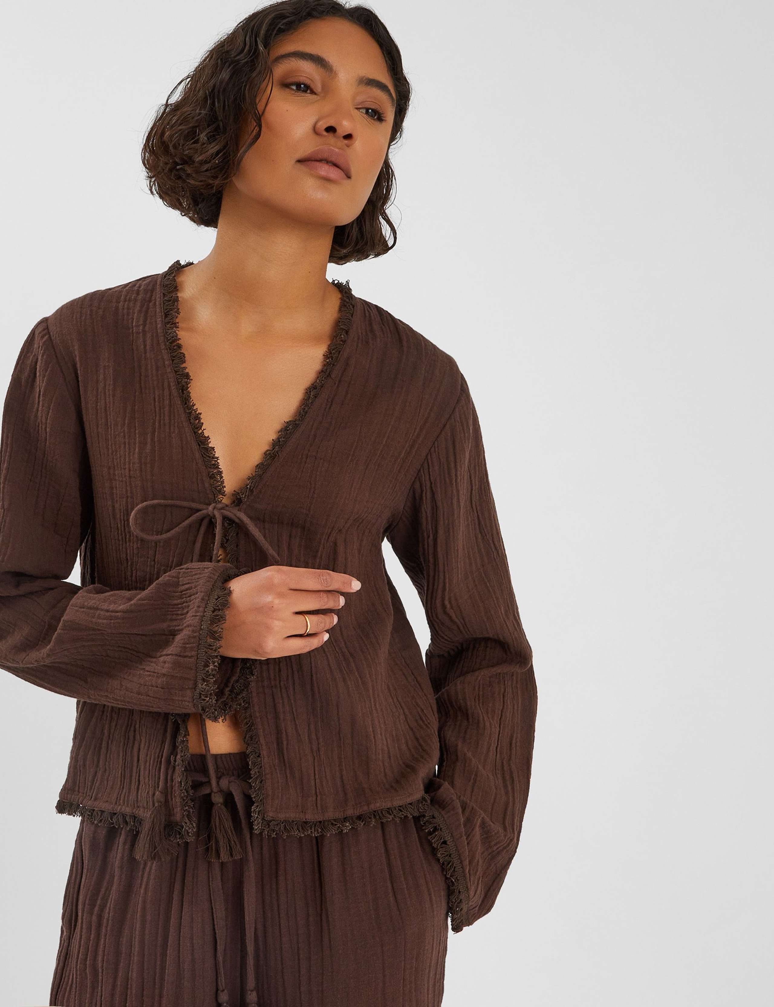 Pure Cotton Crinkle Beach Cover Up Top
