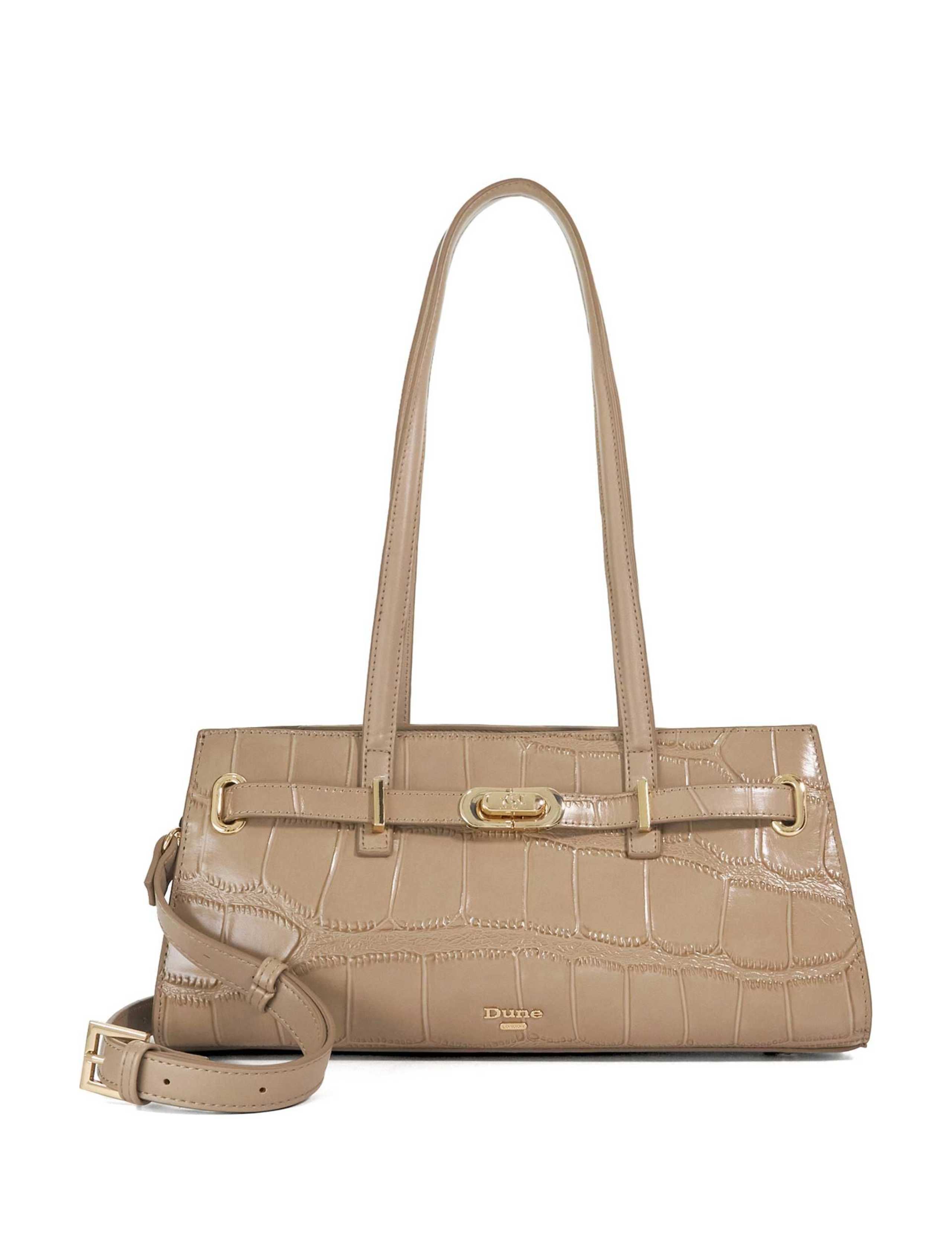 Faux Leather Croc Effect Shoulder Tote Bag