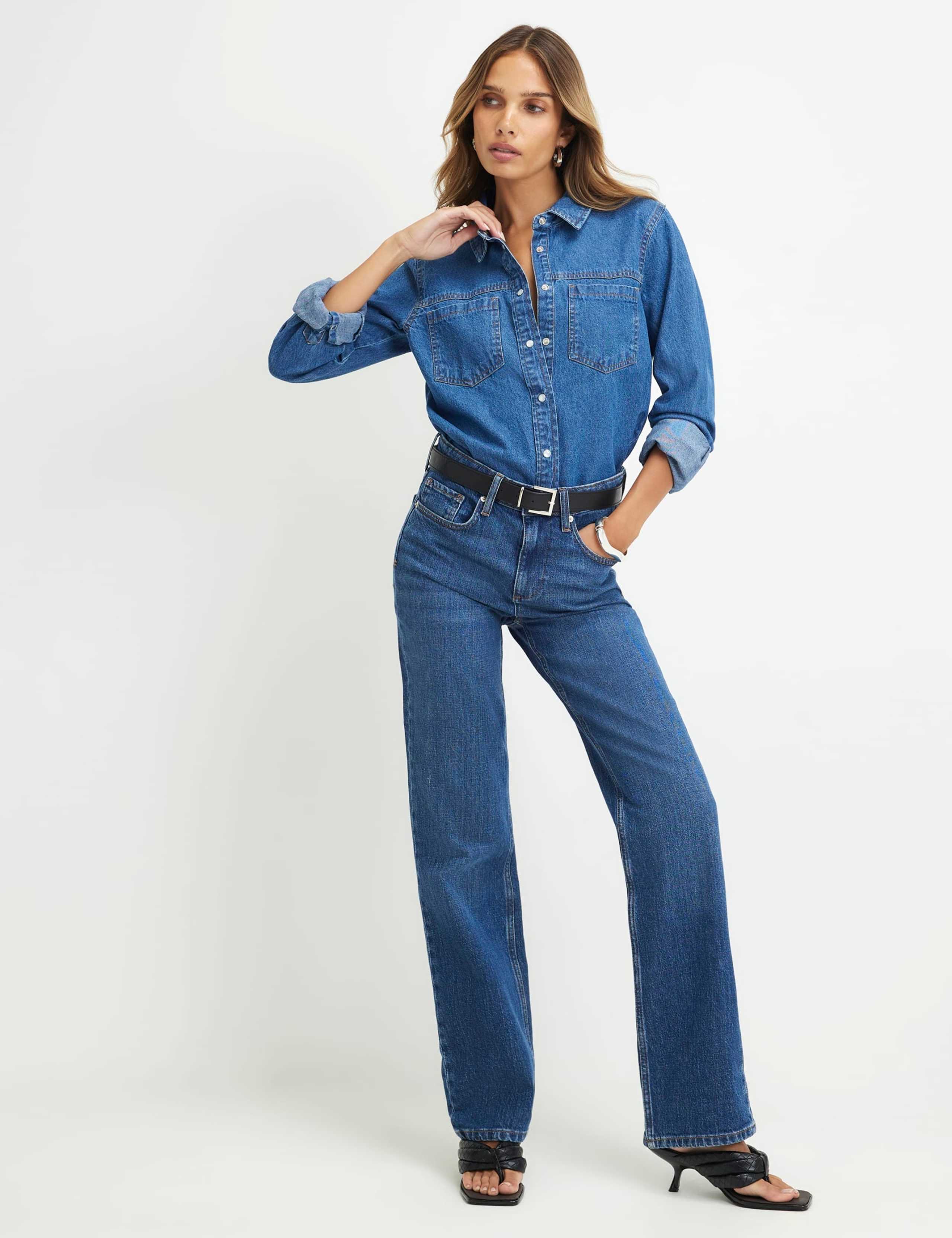 High Waisted Straight Leg Jeans