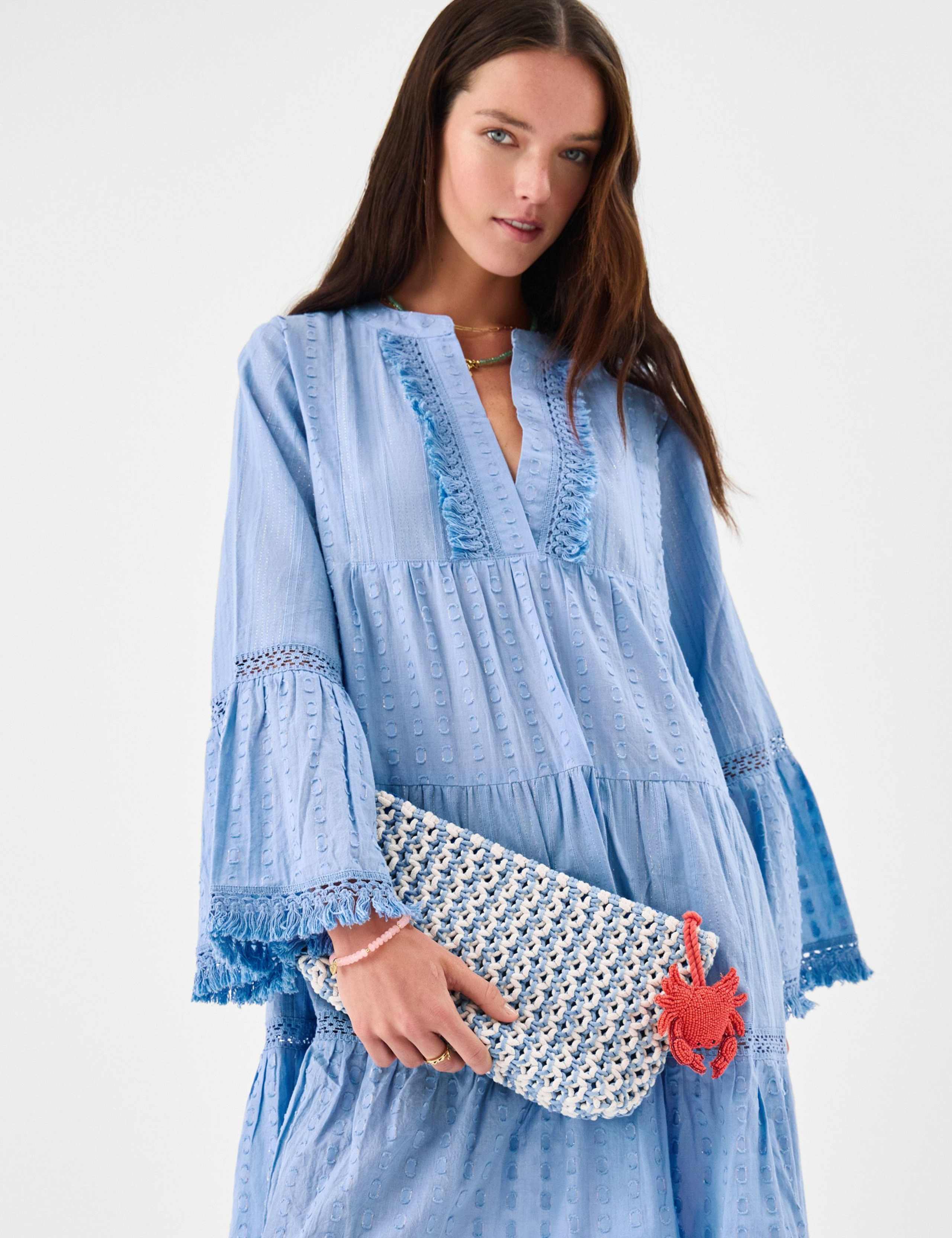 Pure Cotton Macrame Clutch Bag