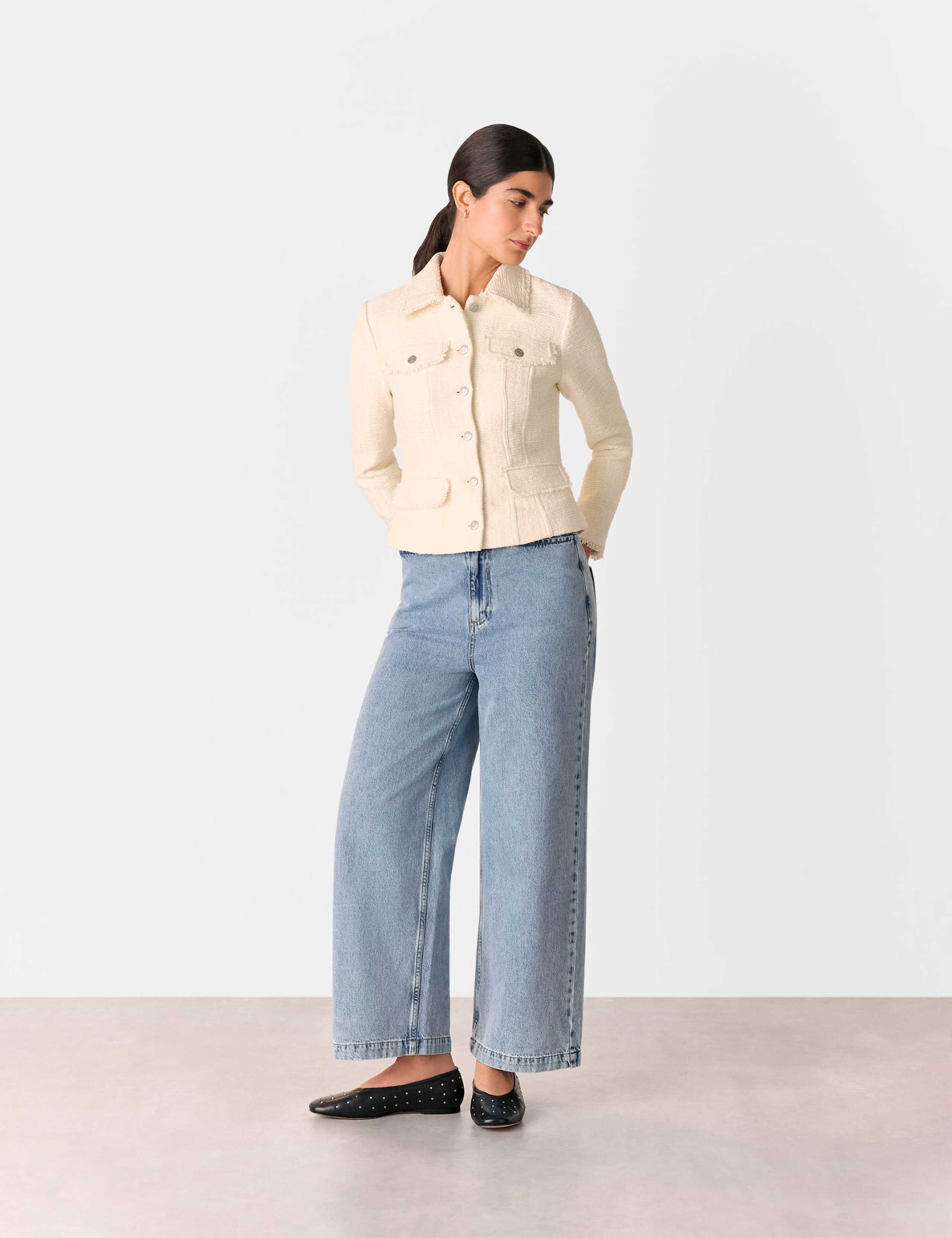 Cotton Blend Textured Blazer