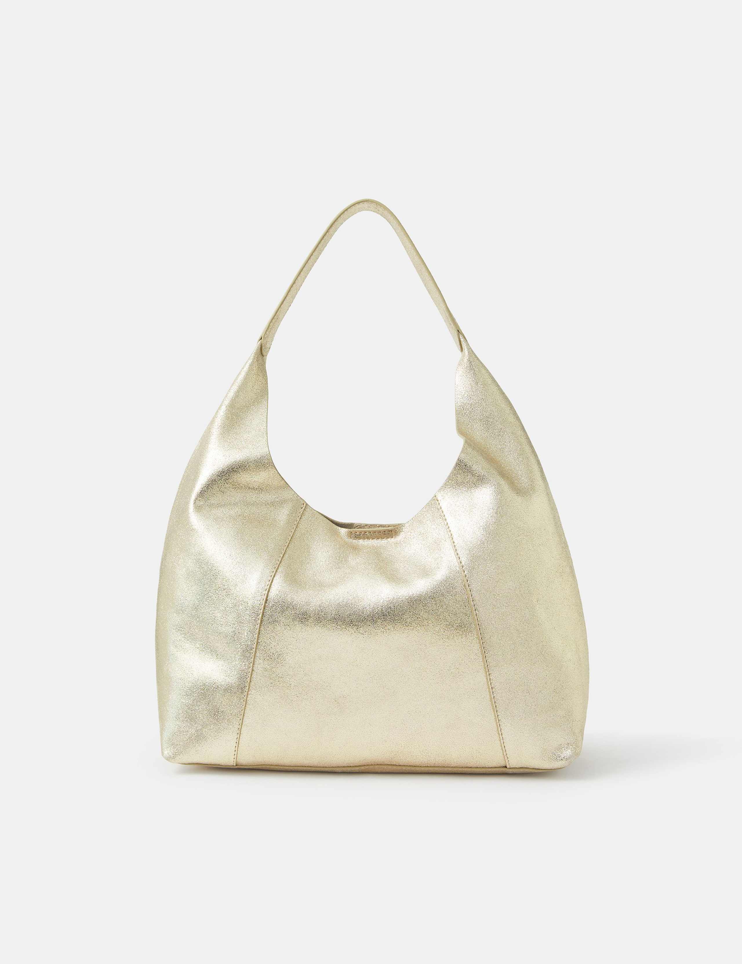 Suede Metallic Slouch Shoulder Bag