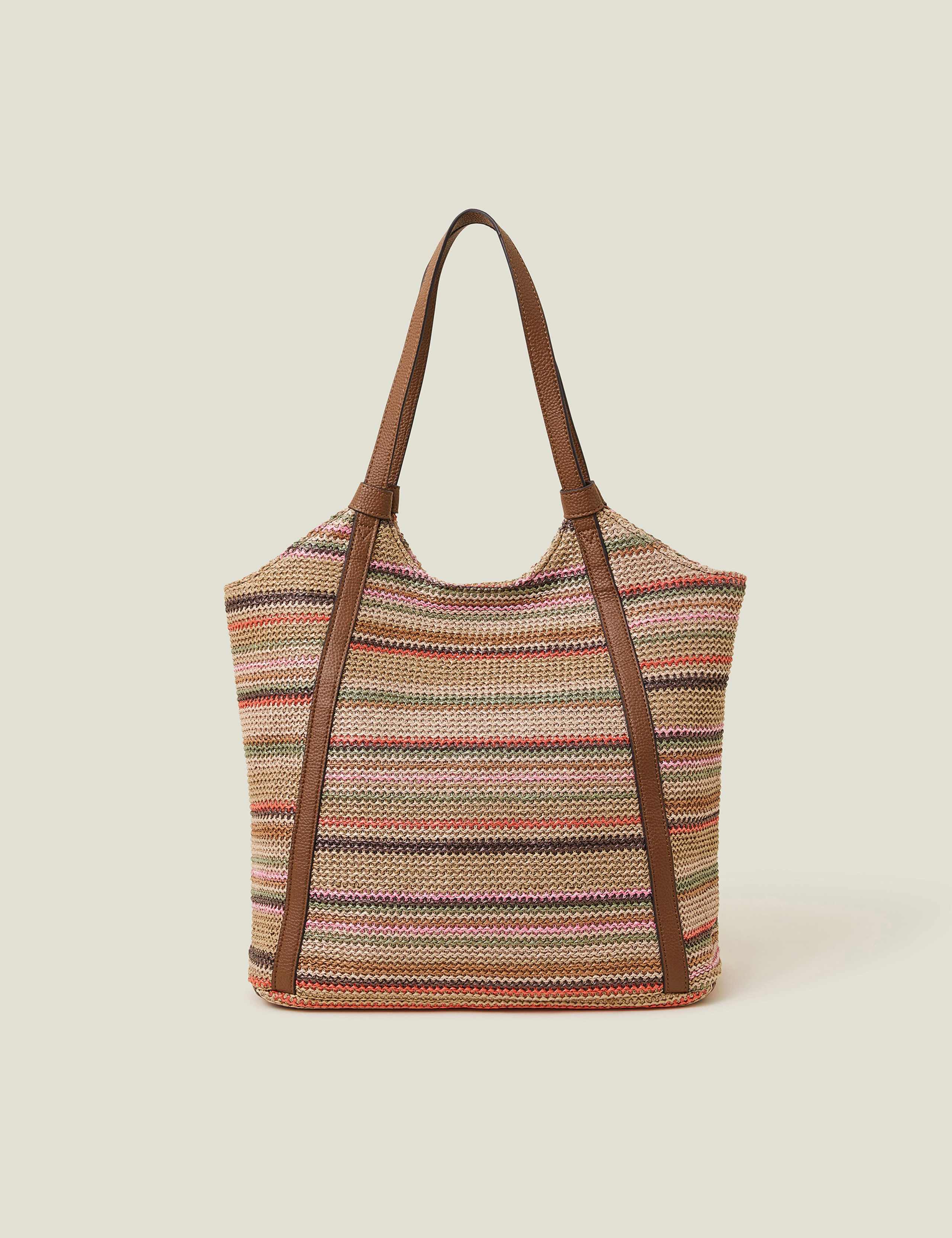 Striped Woven Shoulder Bag
