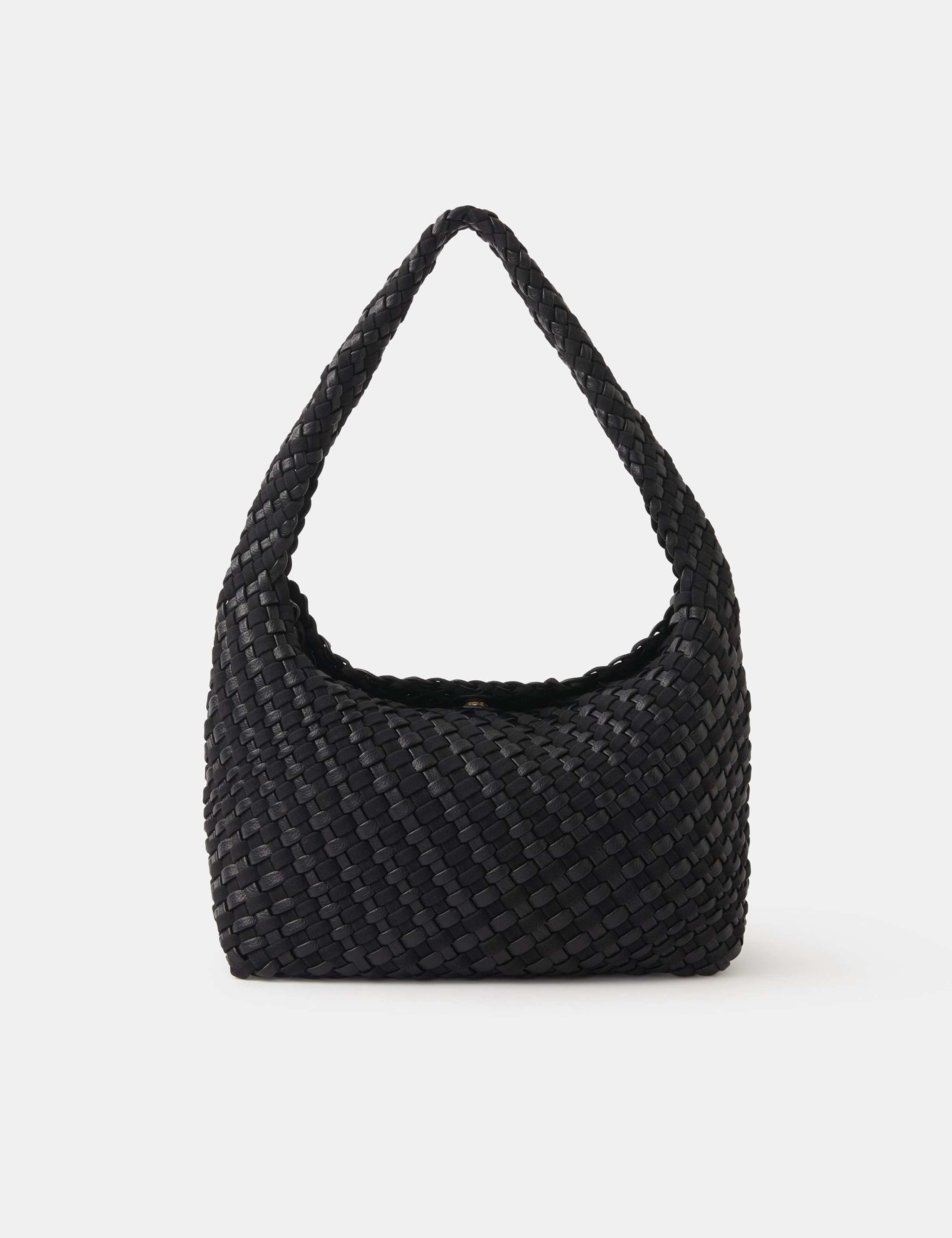 Faux Leather Woven Shoulder Bag
