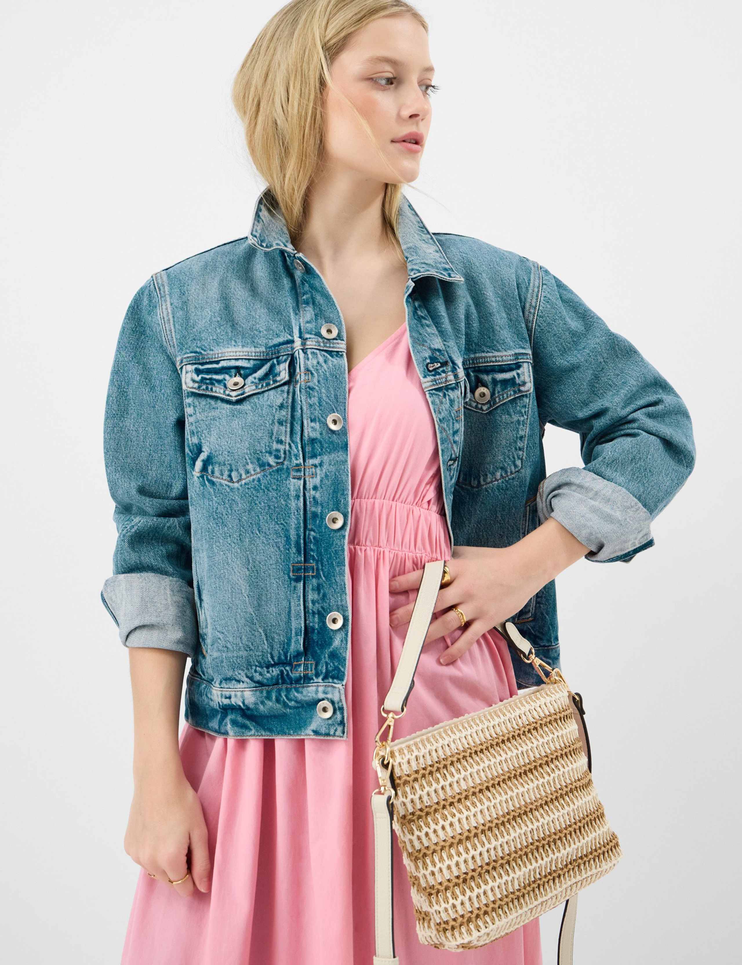 Woven Striped Cross Body Bag