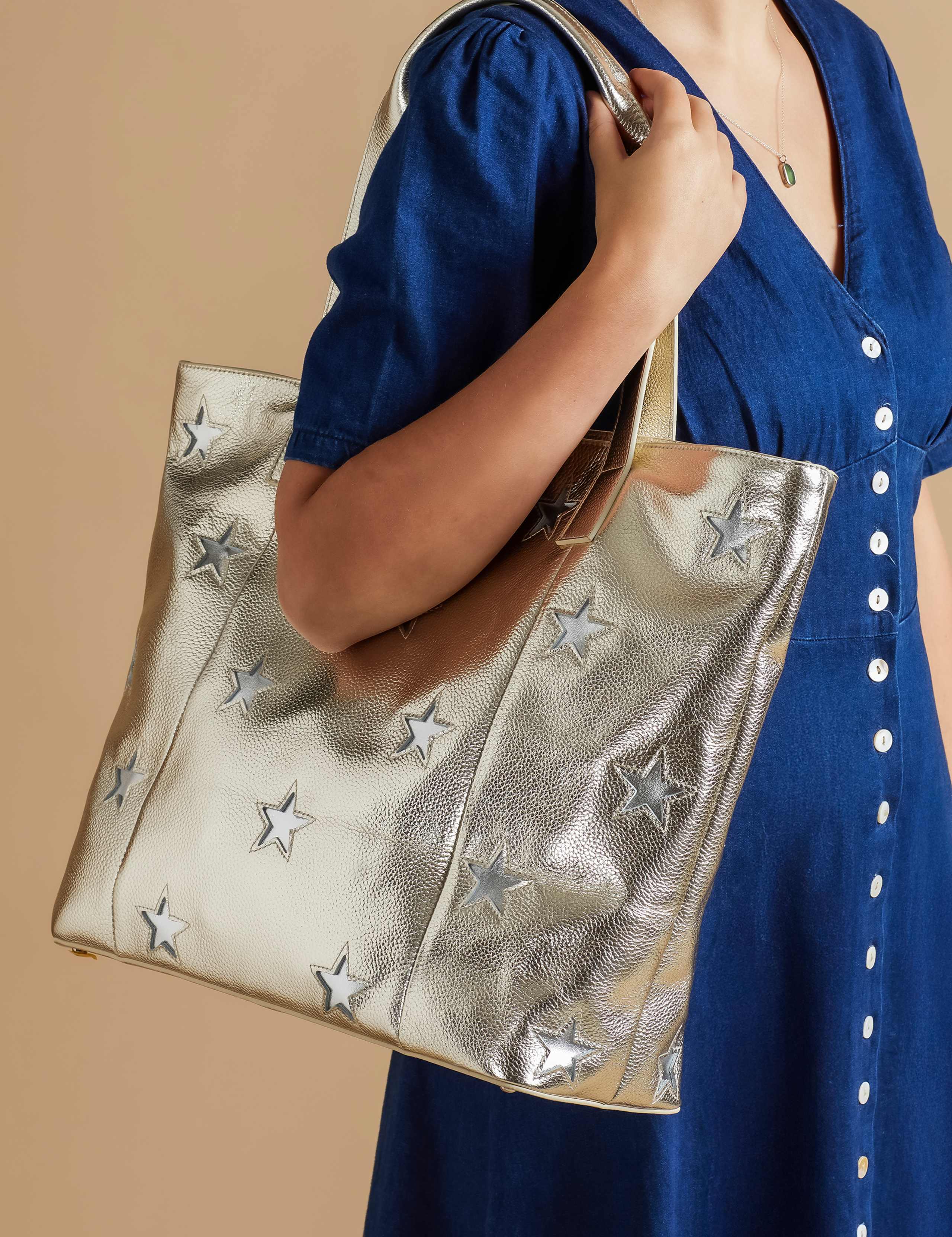 Leather Star Embellished Shoulder Bag