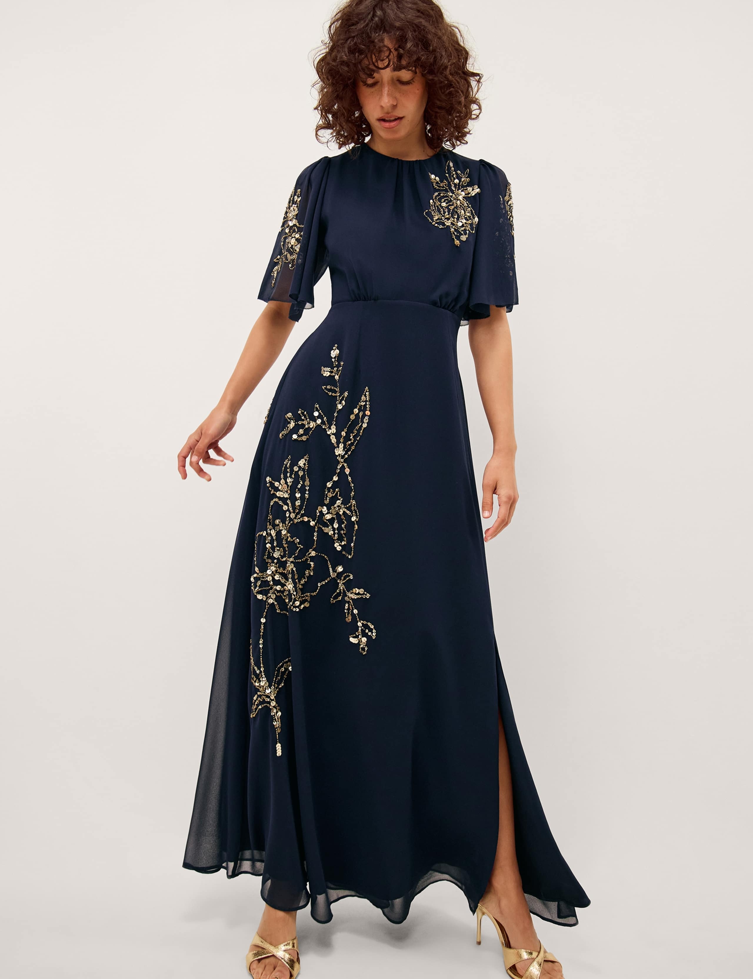 Floral Sequin Embellished Maxi Tea Dress