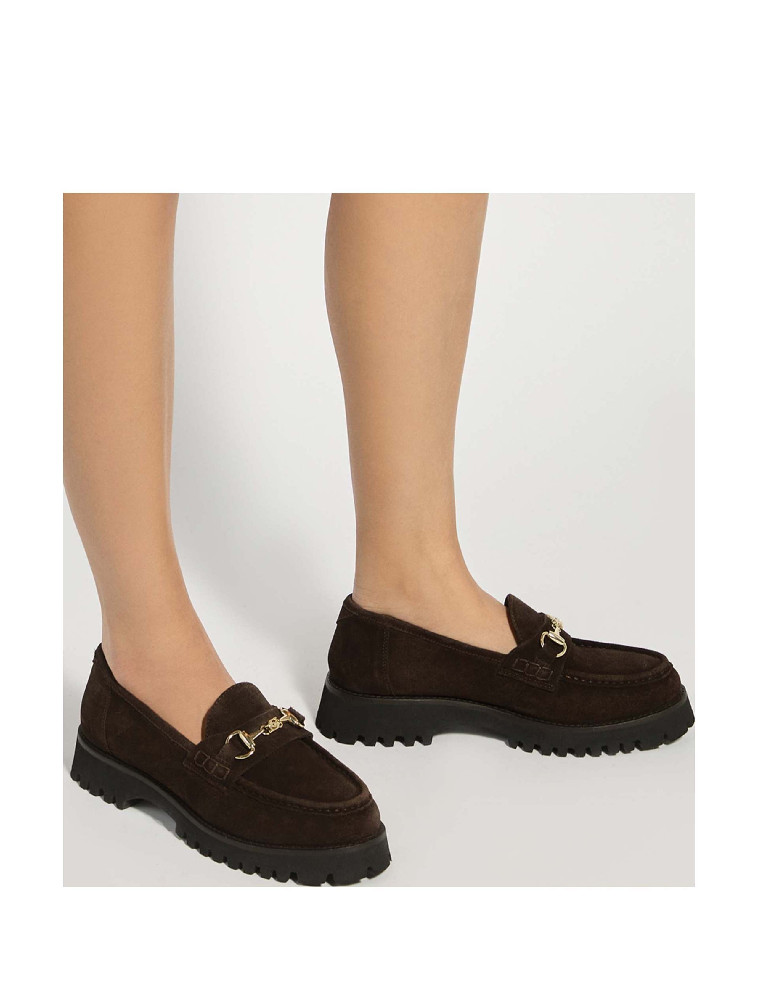 Wide Fit Suede Snaffle Trim Loafers