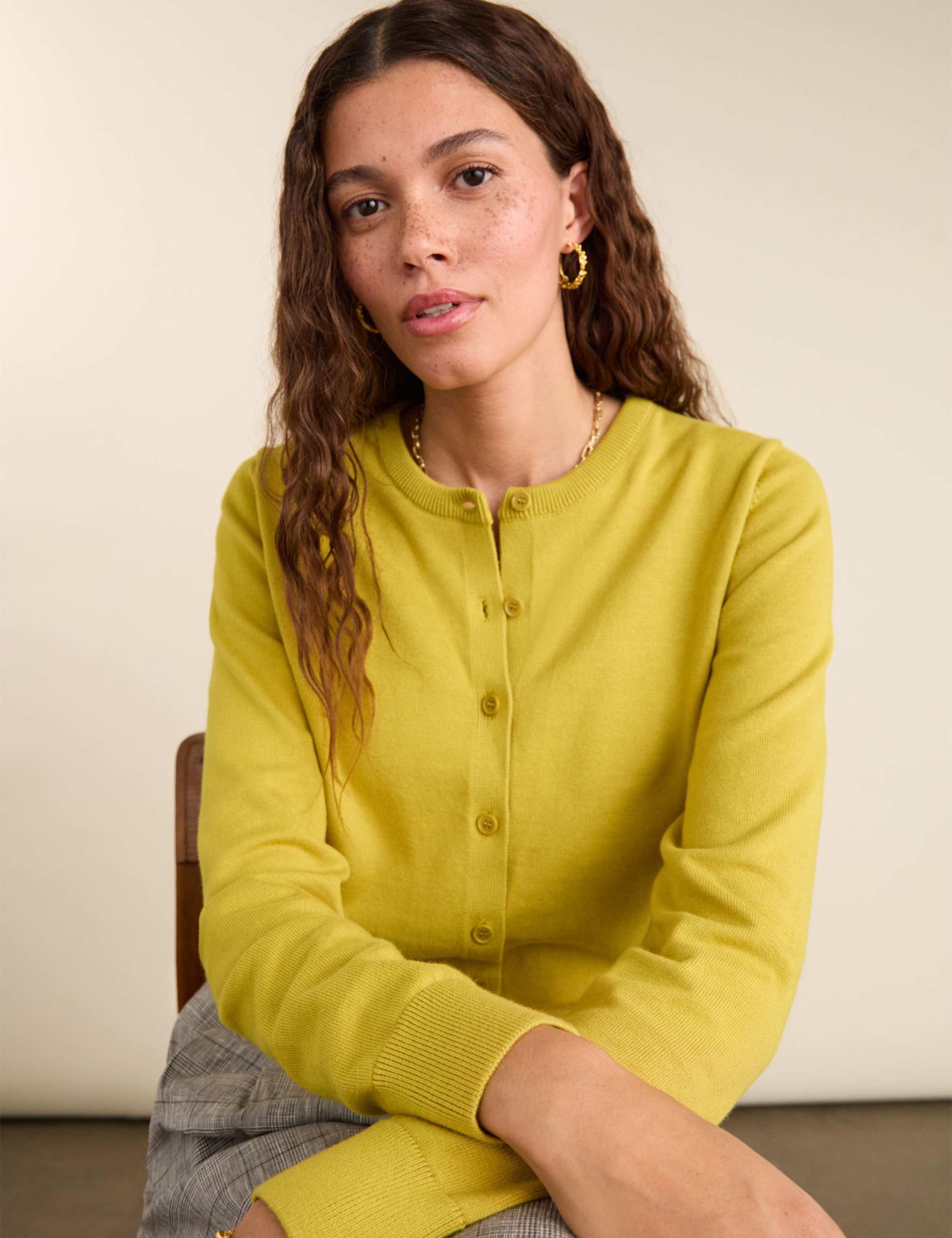 Pure Cotton Textured Crew Neck Cardigan