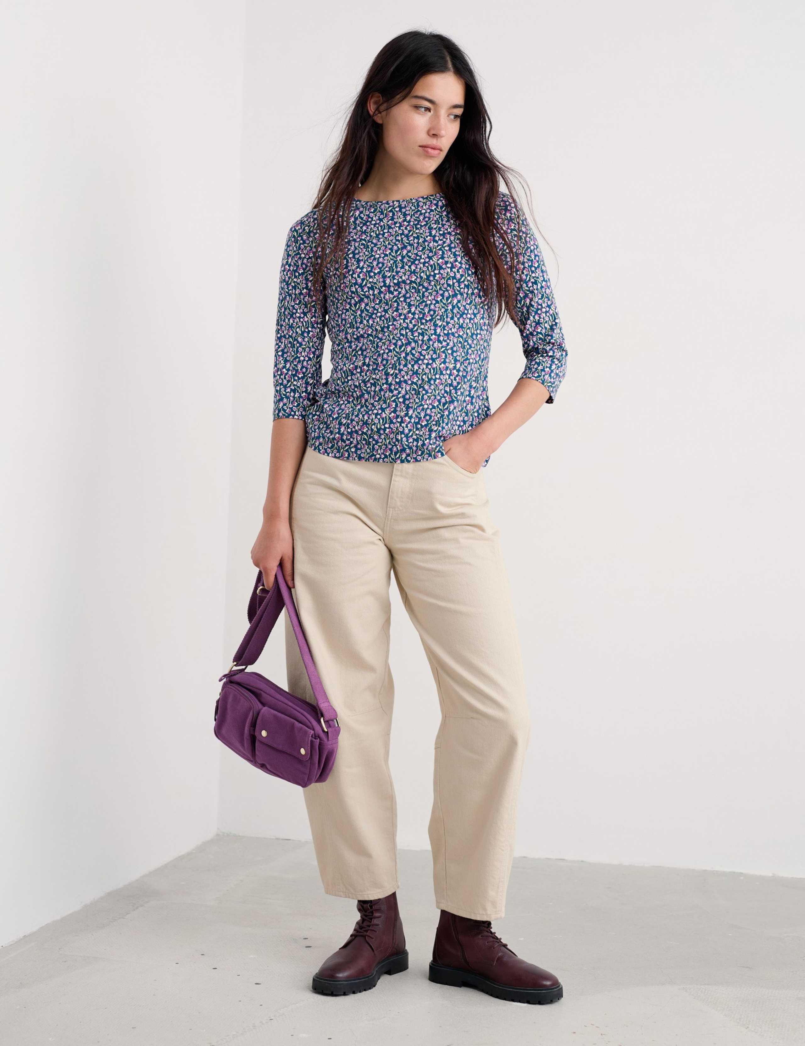 Cotton Rich Ditsy Floral Slim Top