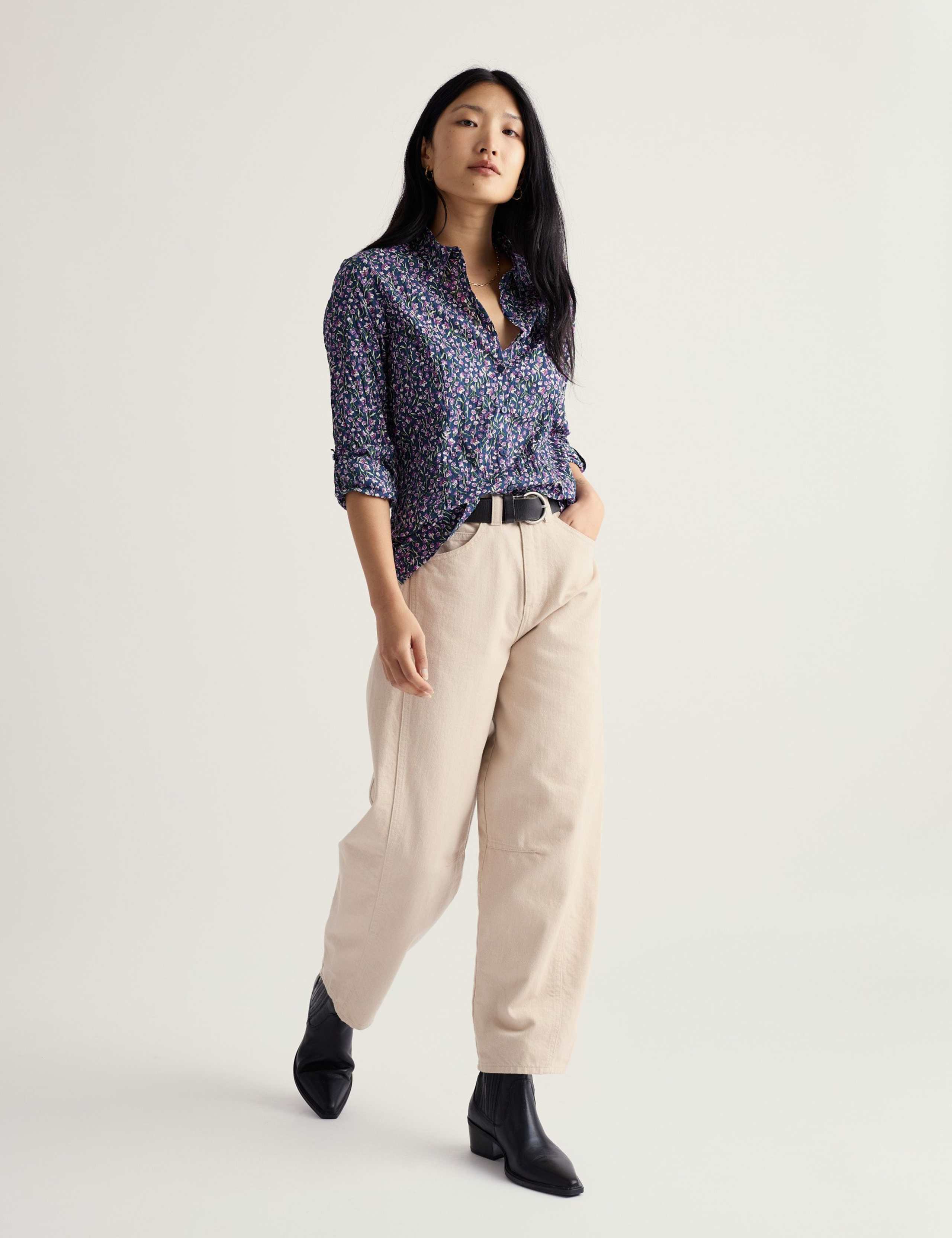 Pure Cotton Floral Collared Shirt