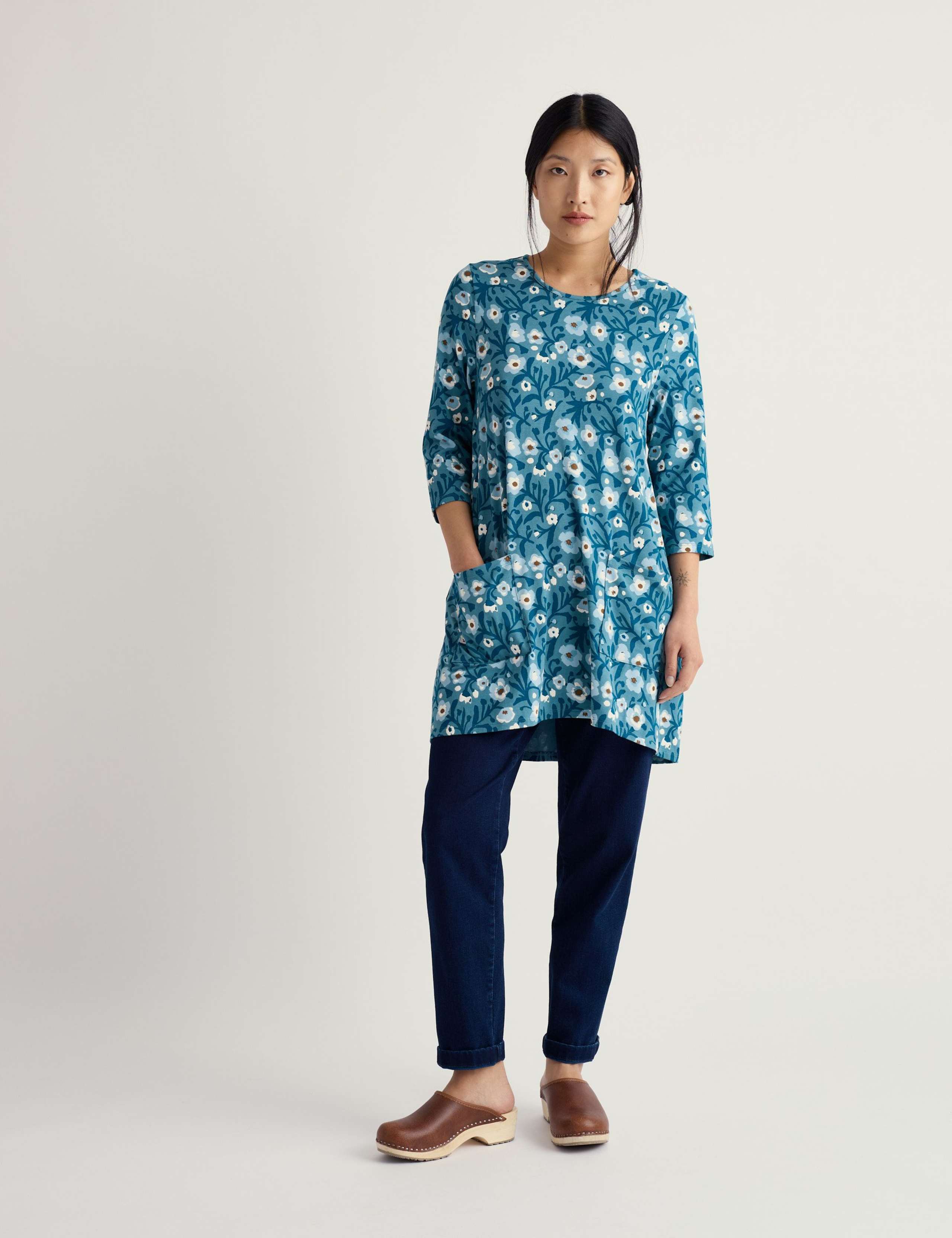 Floral Relaxed Tunic with Cotton