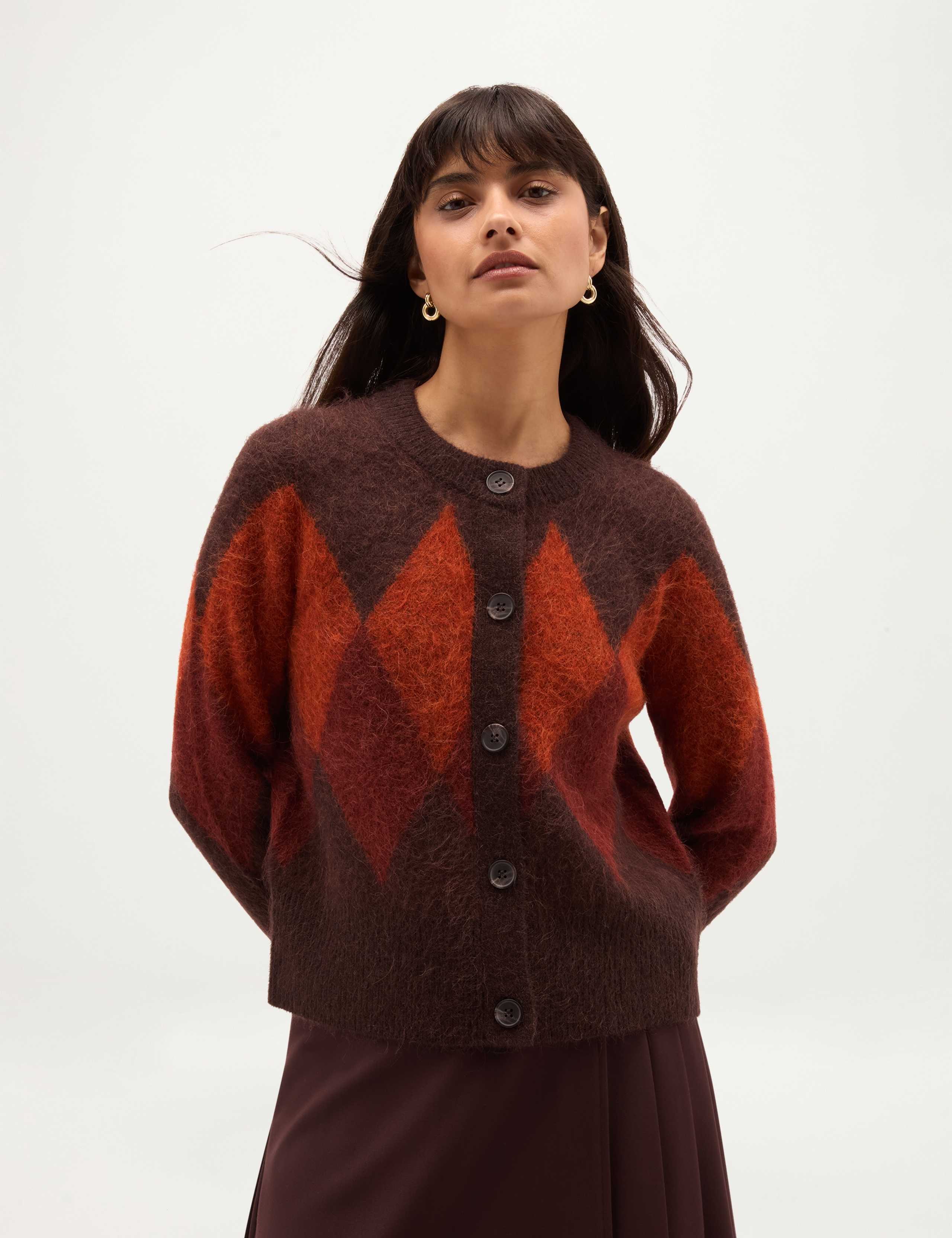 Argyle Cardigan with Alpaca & Wool