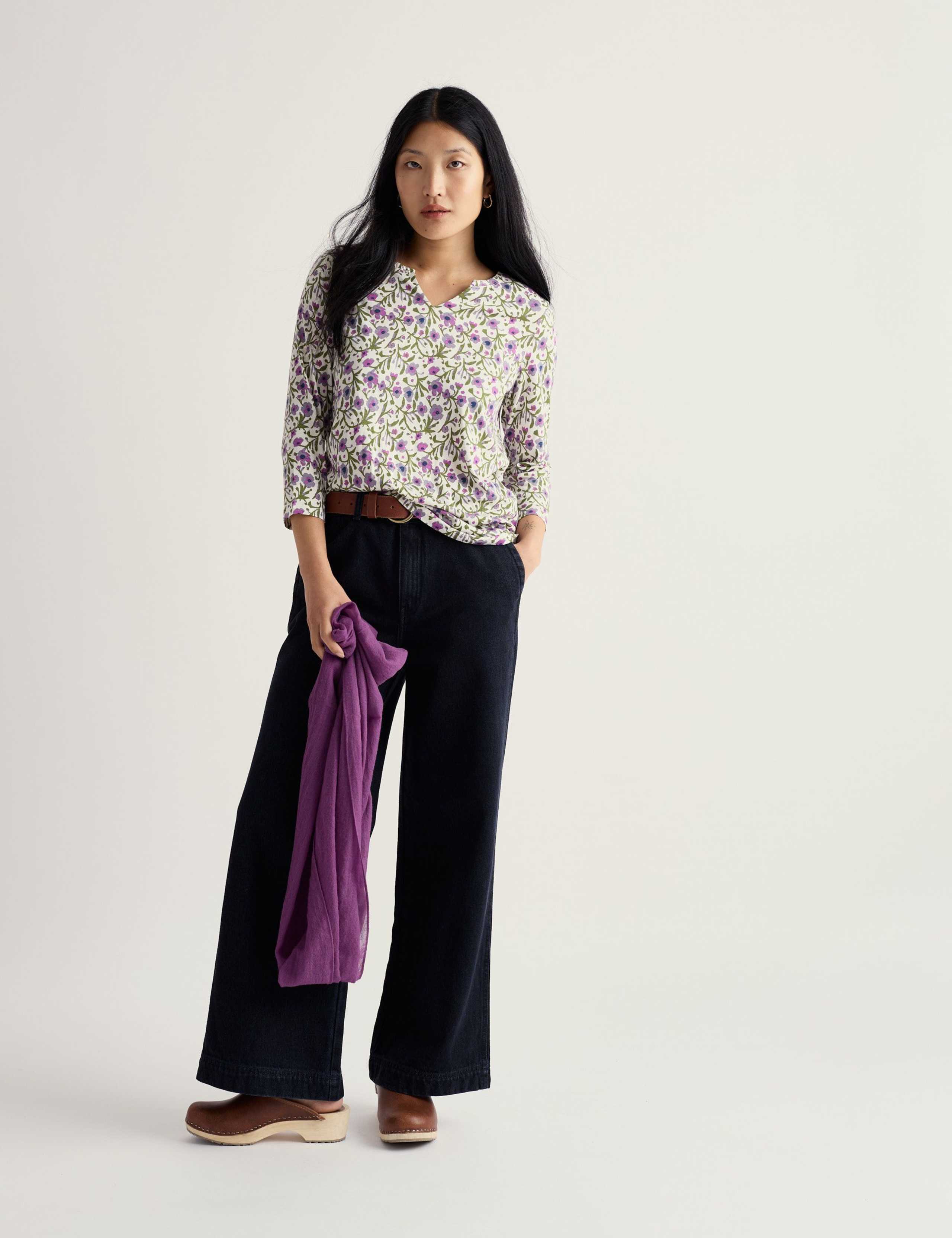 Cotton Blend Floral Relaxed Top