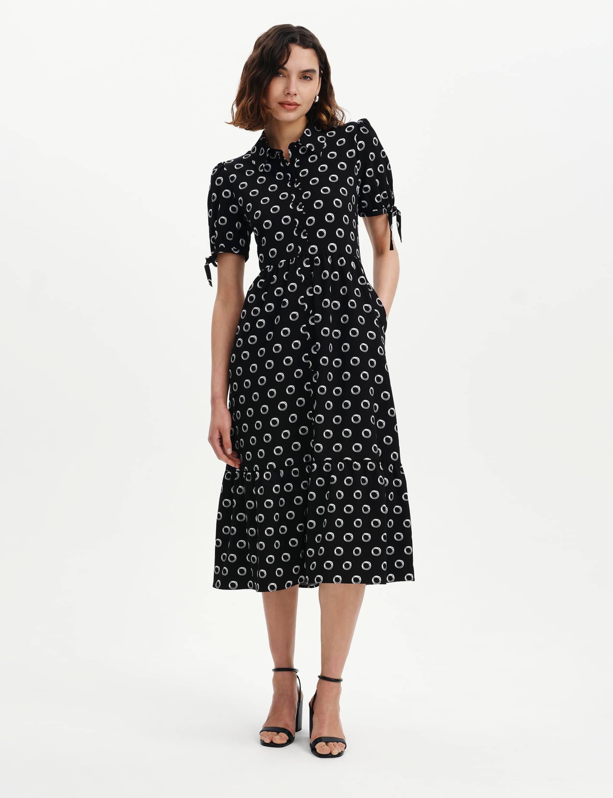 Printed Midi Tiered Shirt Dress