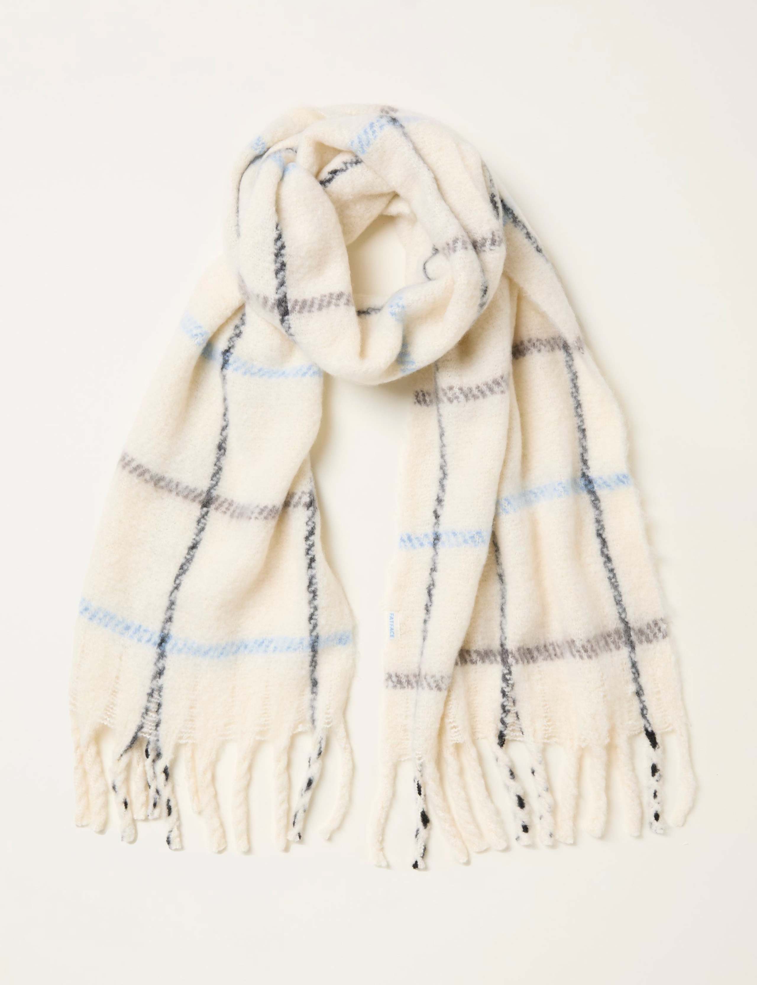 Checked Tassel Scarf