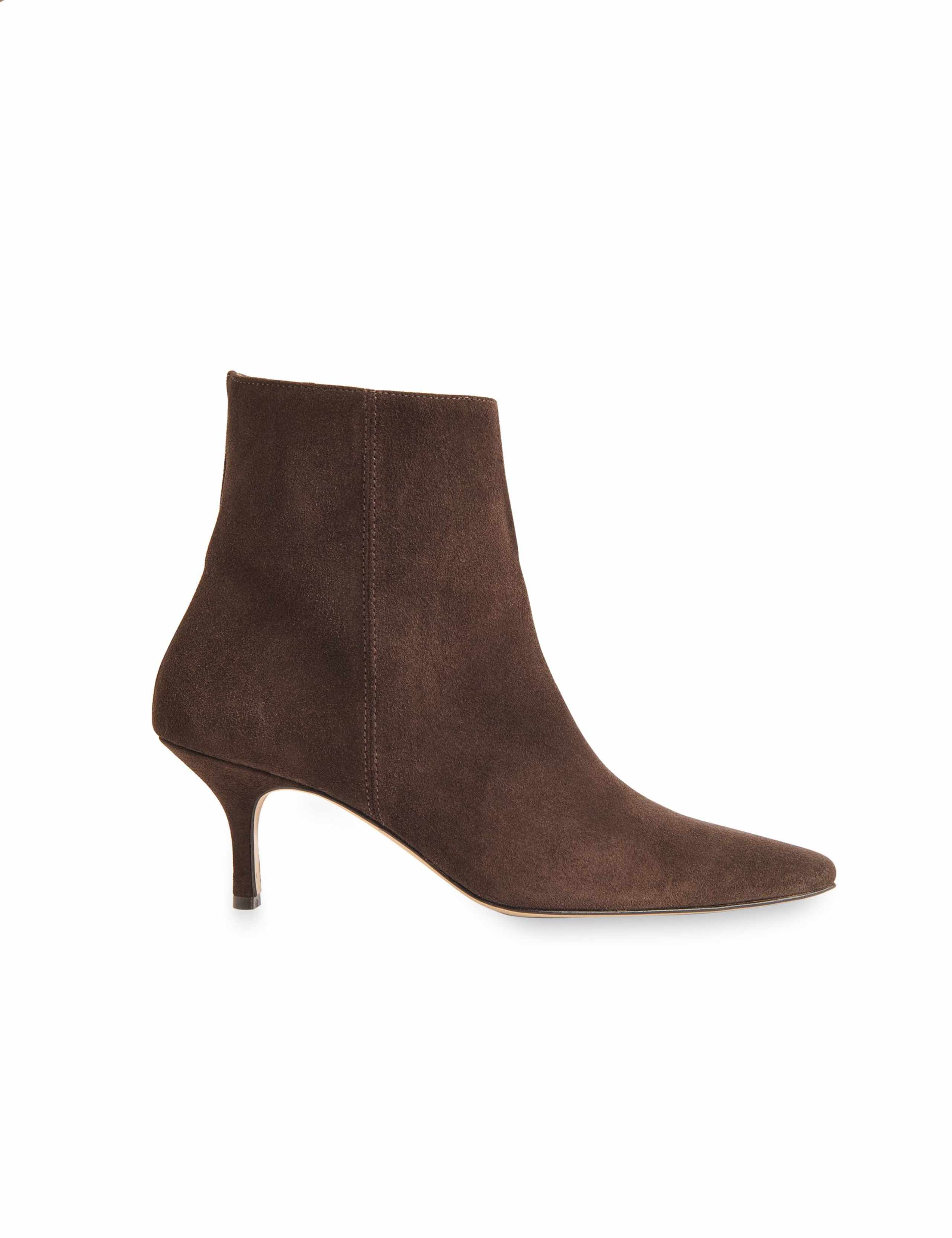 Leather Kitten Heel Pointed Ankle Boots